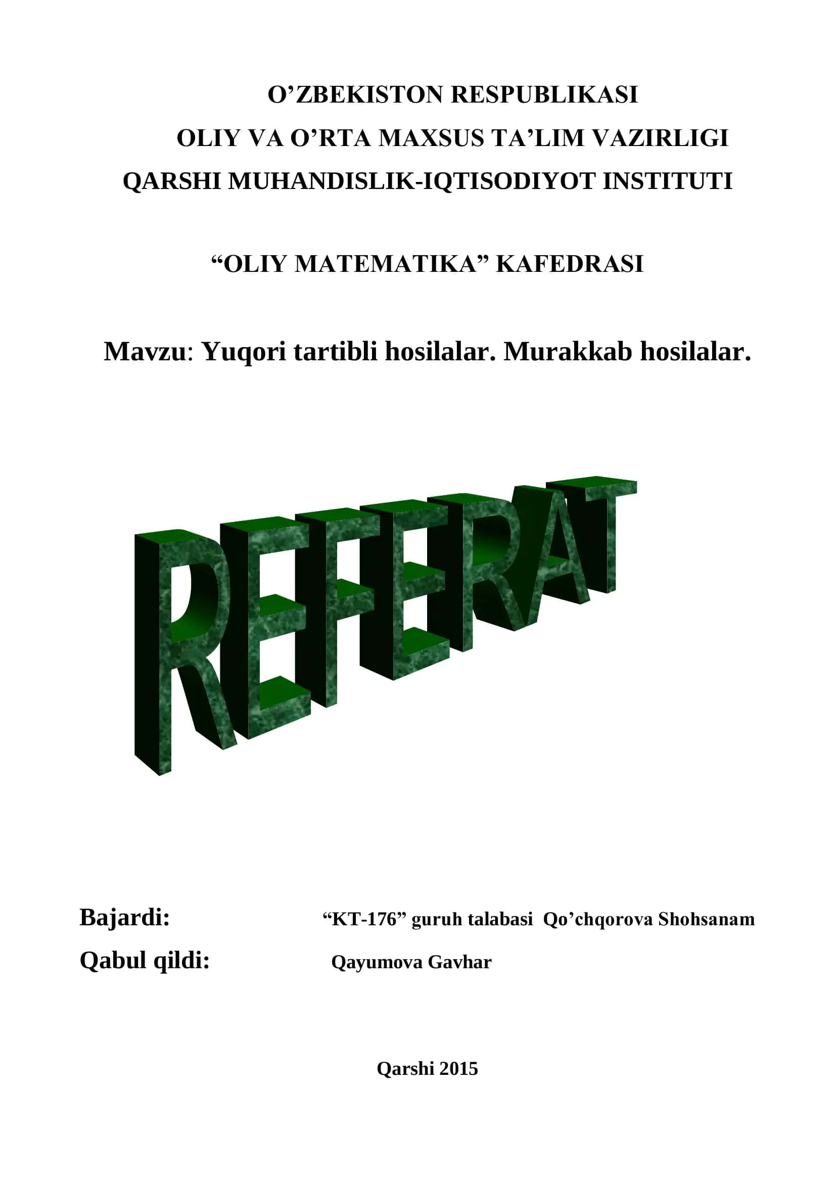 Yuqori tartibli hosilalar