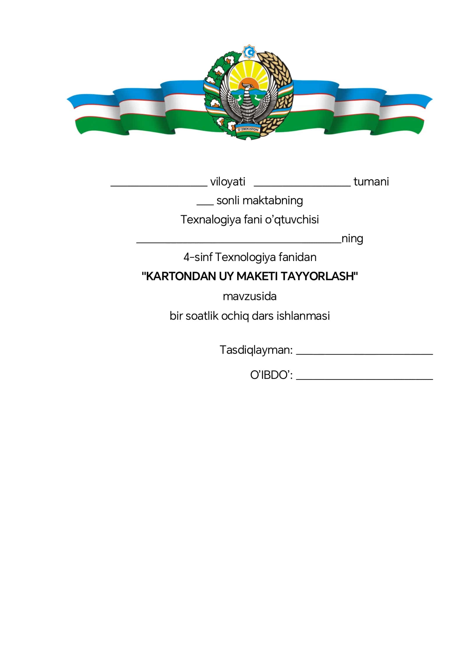 Loyiha ish Namunasi tayyor