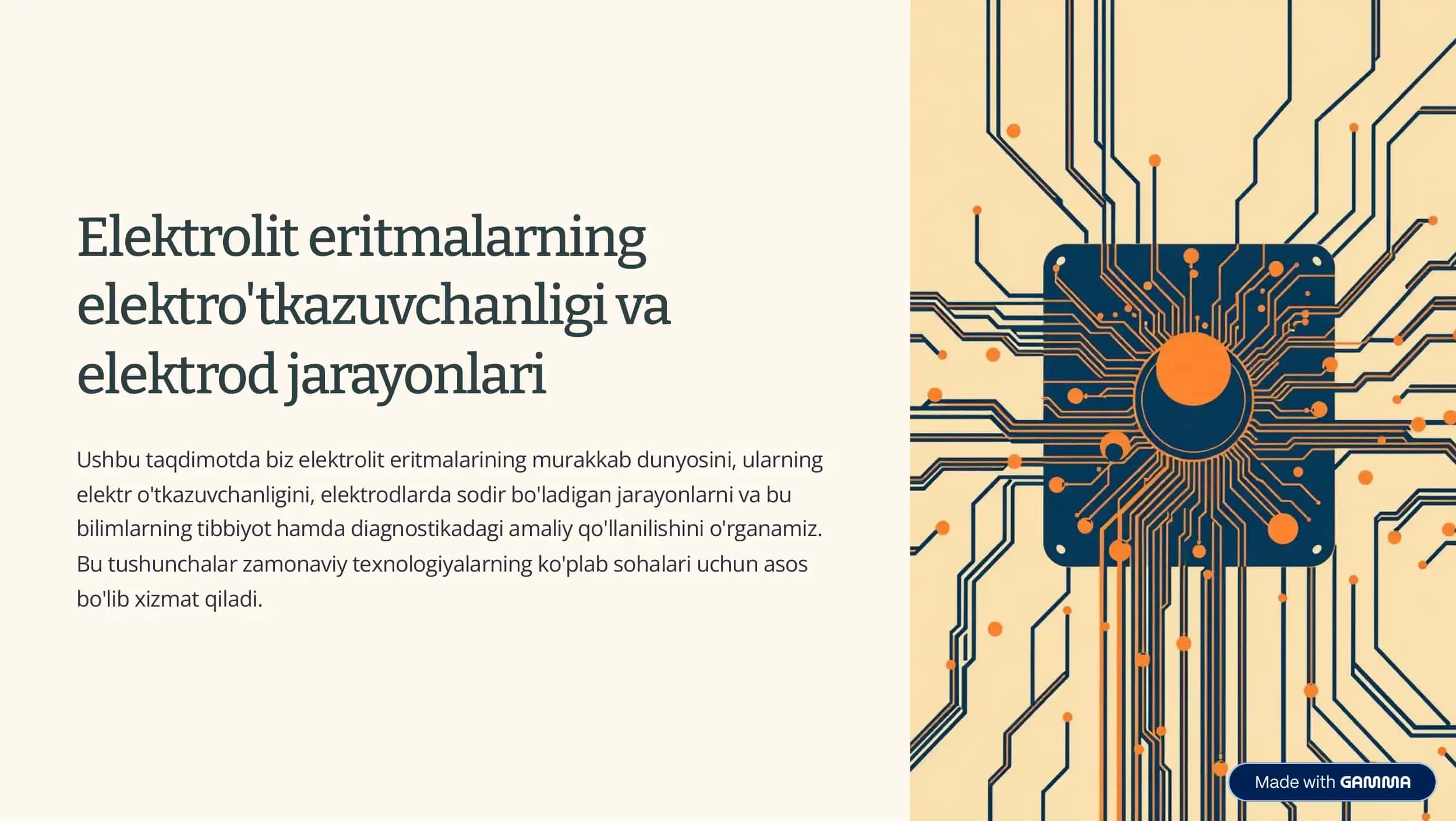 Elektrolit eritmalarning elektro'tkazuvchanligi va elektrod jarayonlari