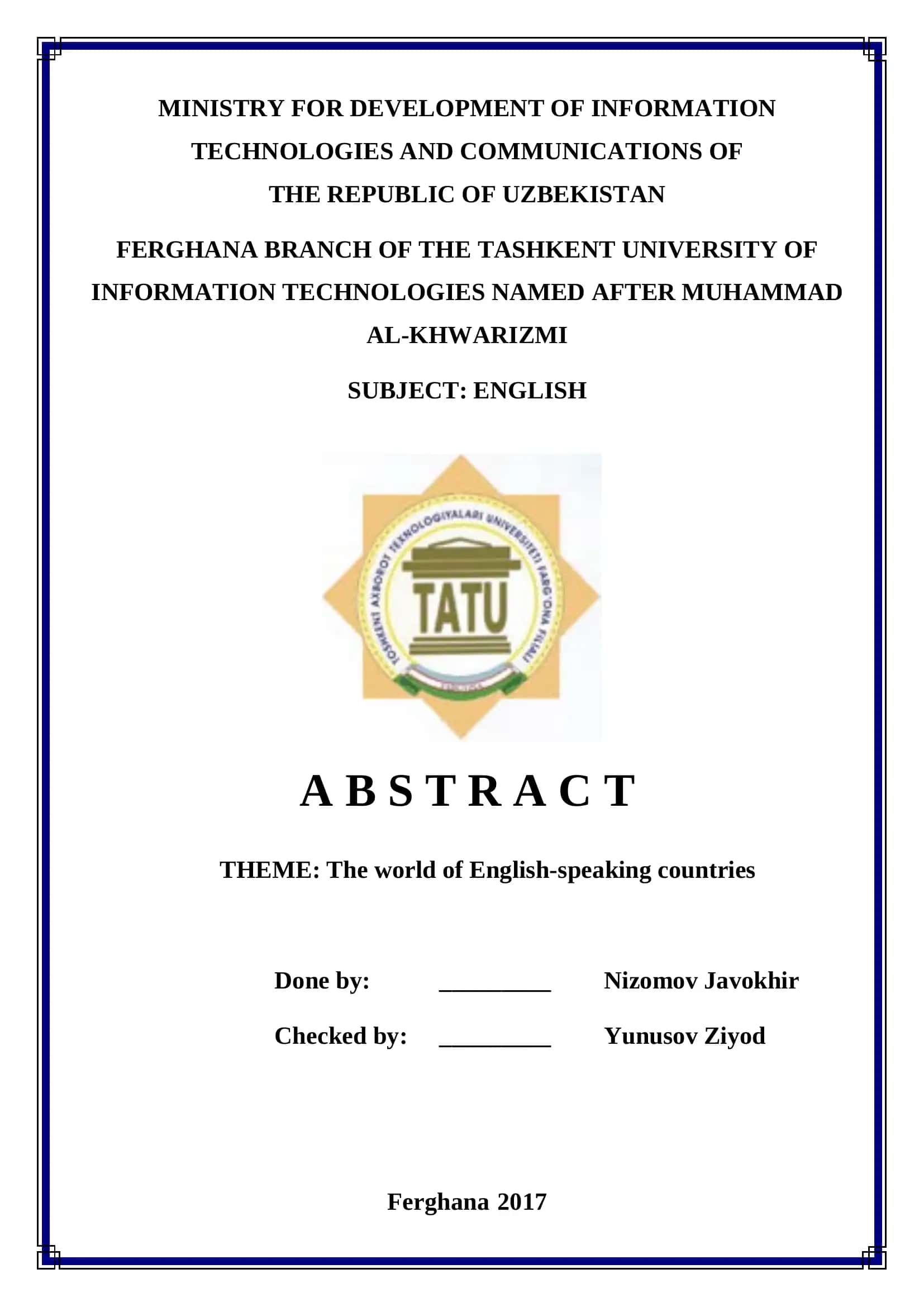 Theme: The world of English-speaking countries