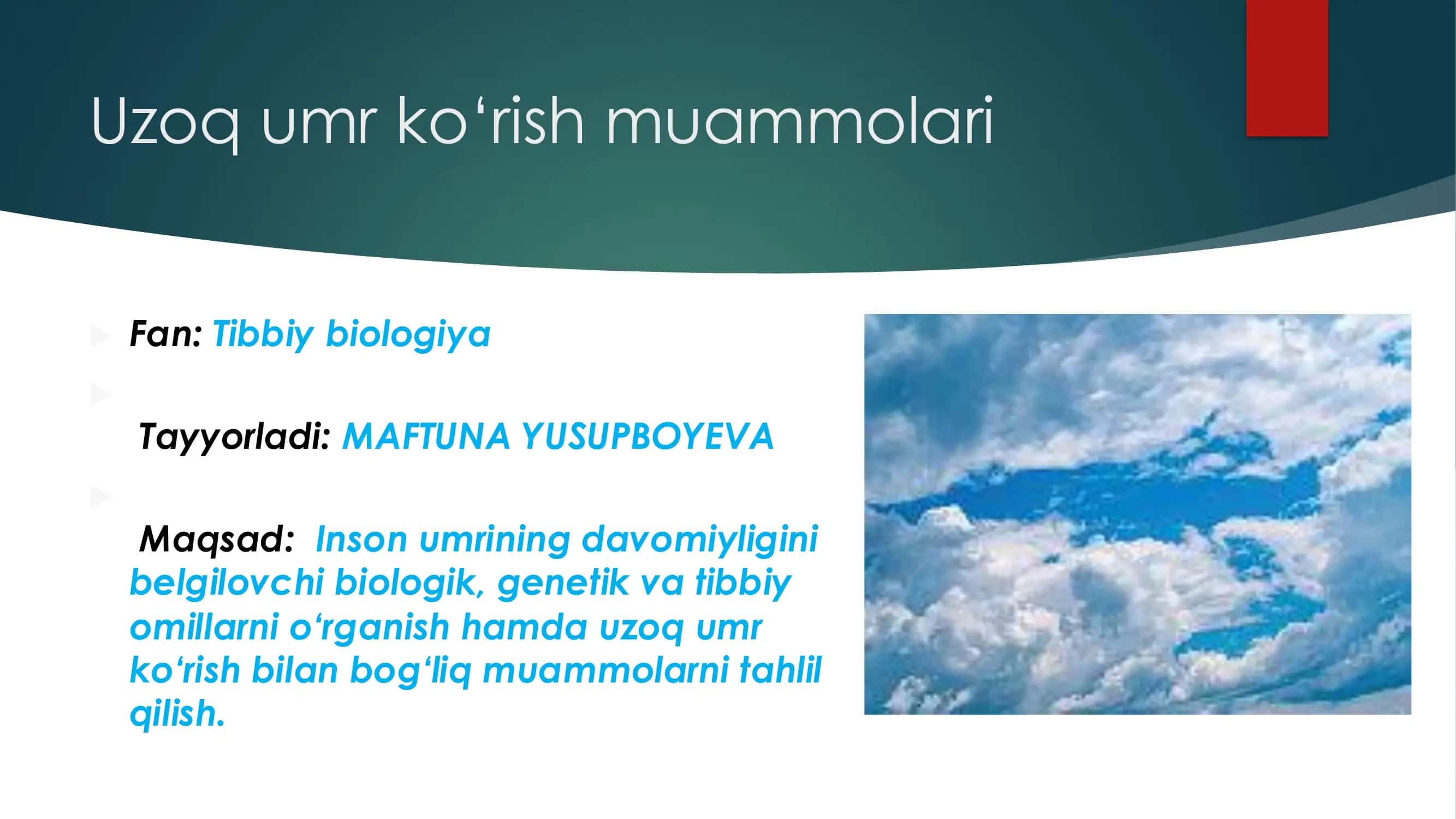 Uzoq umr koʻrish muammolari.Taqdimot.Prezentatsiya.
