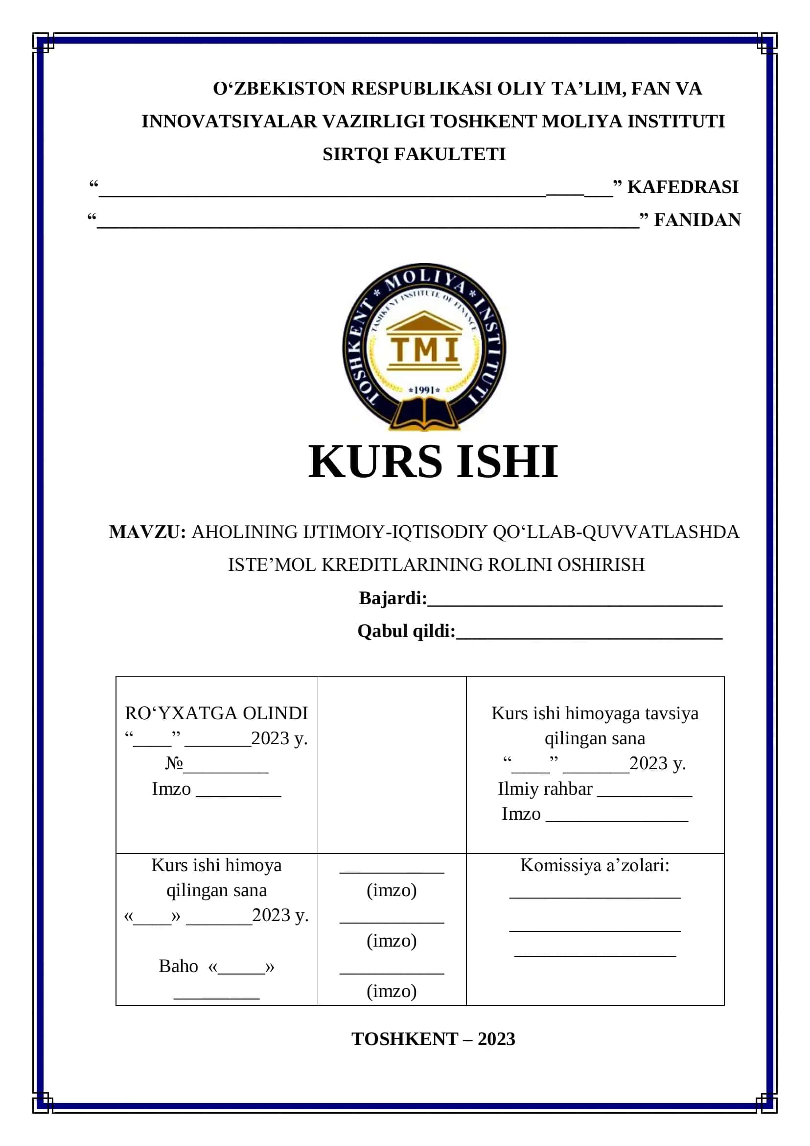 Aholining ijtimoiy-iqtisodiy qo‘llab-quvvatlashda iste’mol kreditlarining rolini oshirish