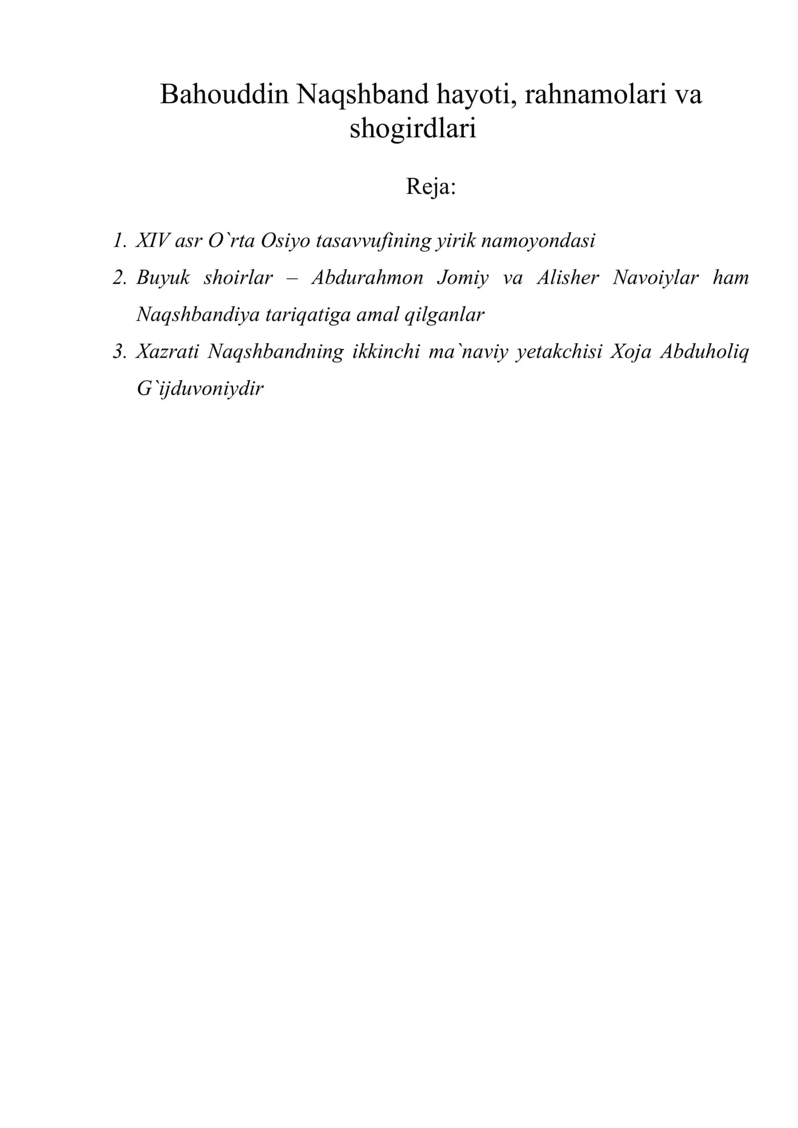 Bahouddin Naqshband hayoti, rahnamolari va shogirdlari