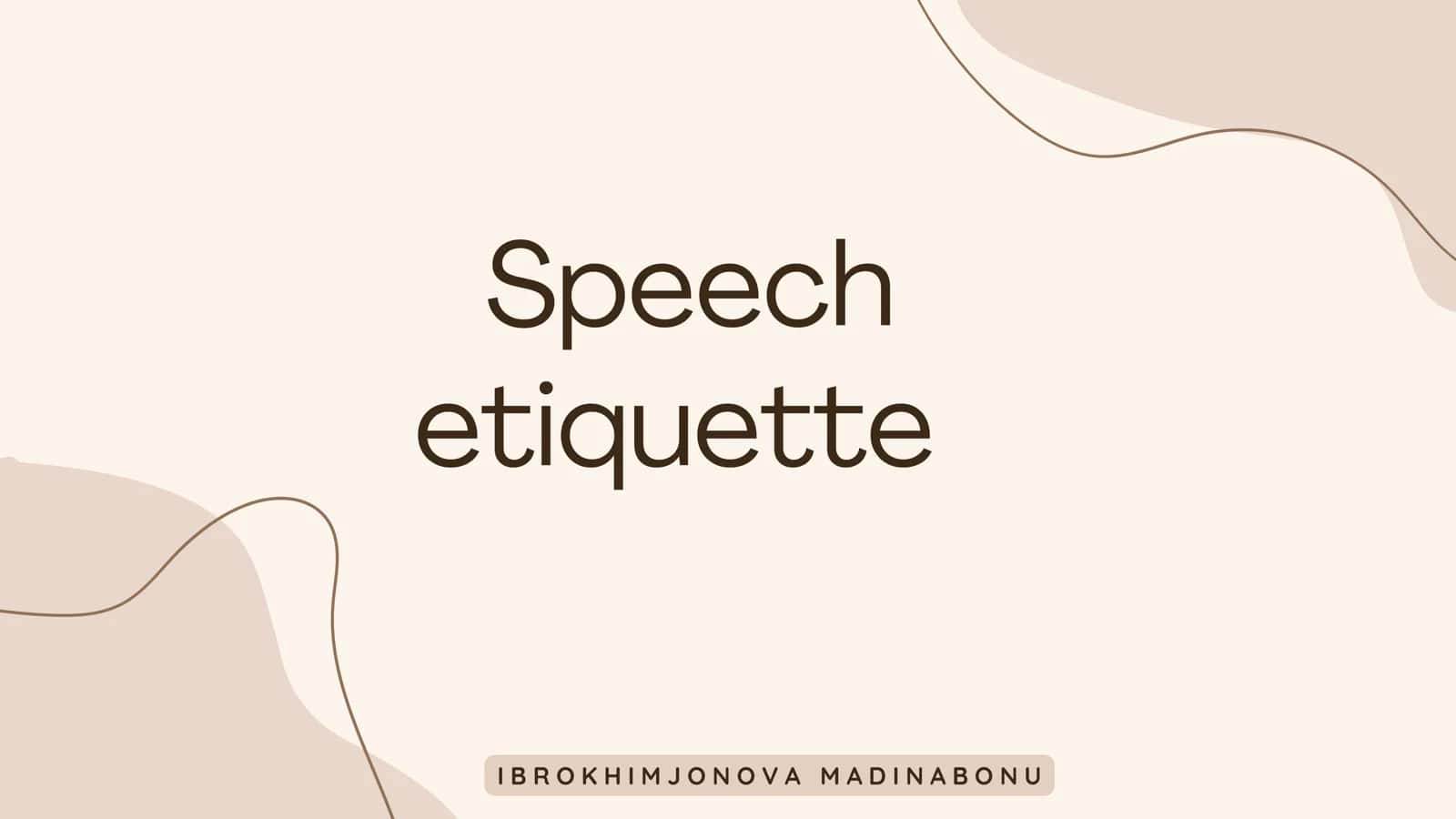 Speech etiquette