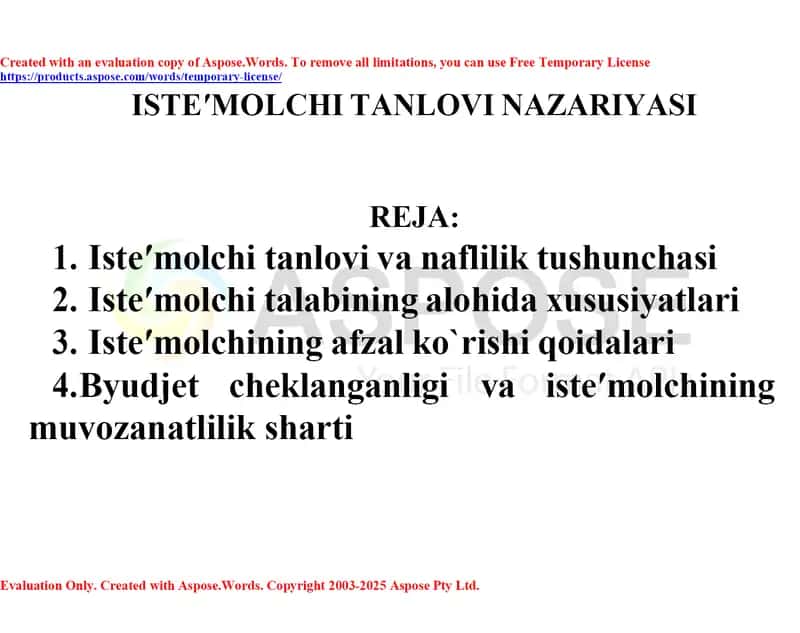 Iste′molchi tanlovi nazariyasi (taqdimot)