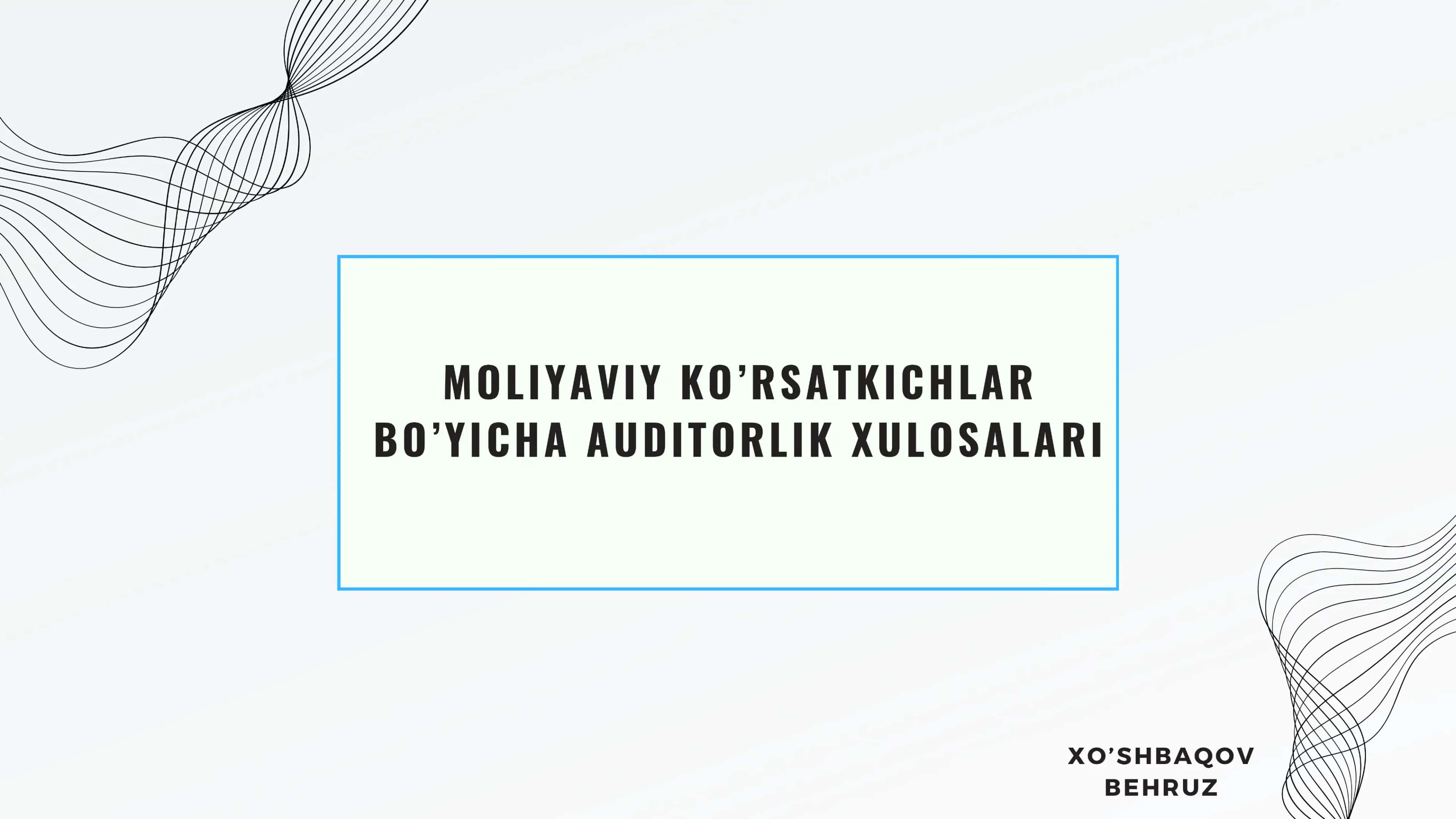 moliyaviy korsatkichlar boyicha audit xulosalari