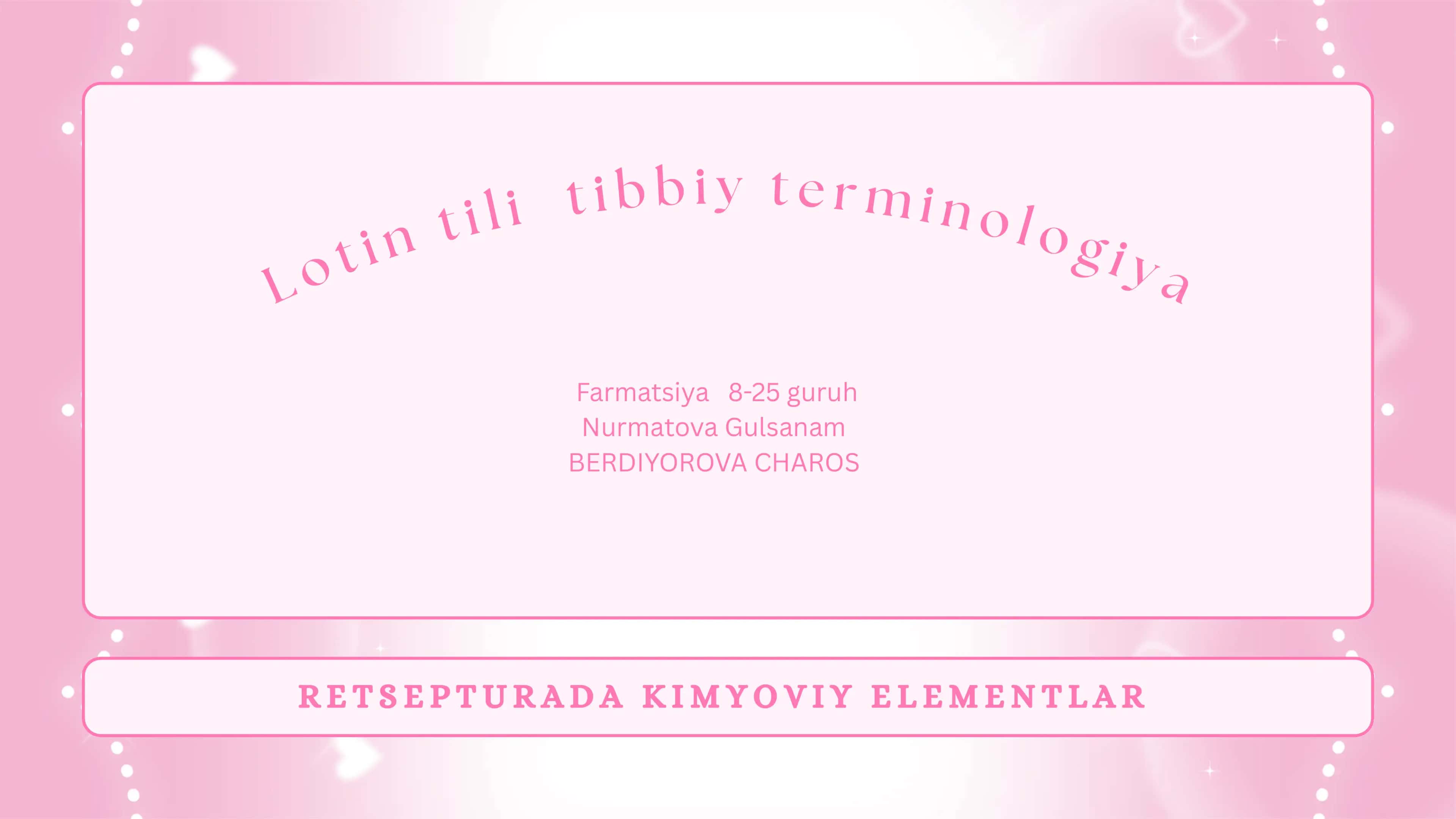 Kimyoviy elementlar Retsepturada
