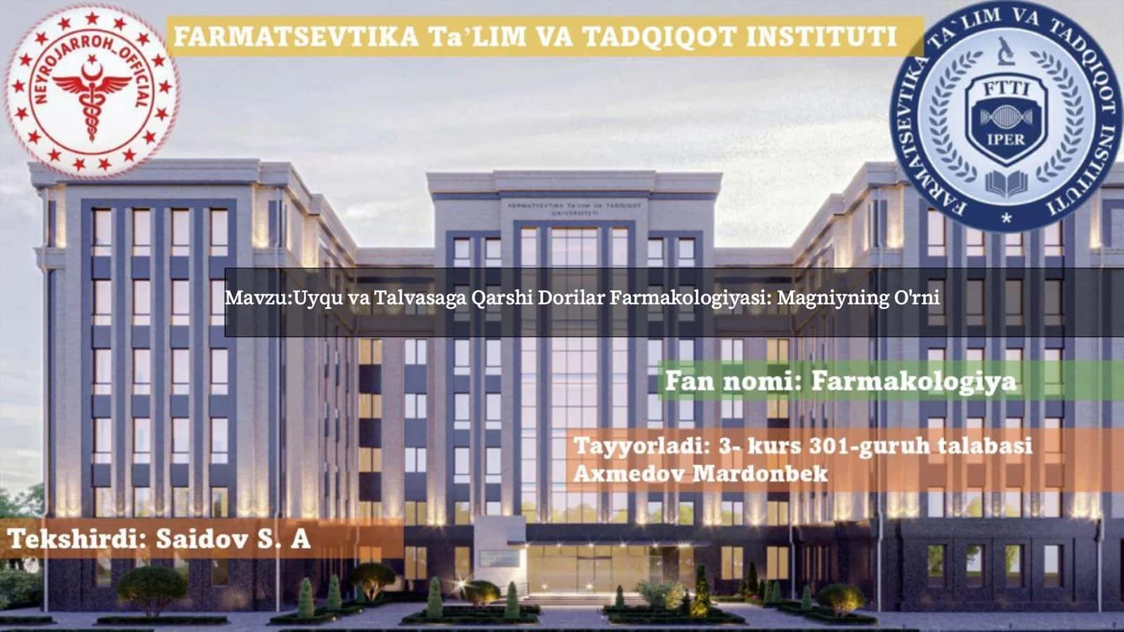 Uyqu va Talvasaga Qarshi Dorilar Farmakologiyasi: Magniyning O'rni