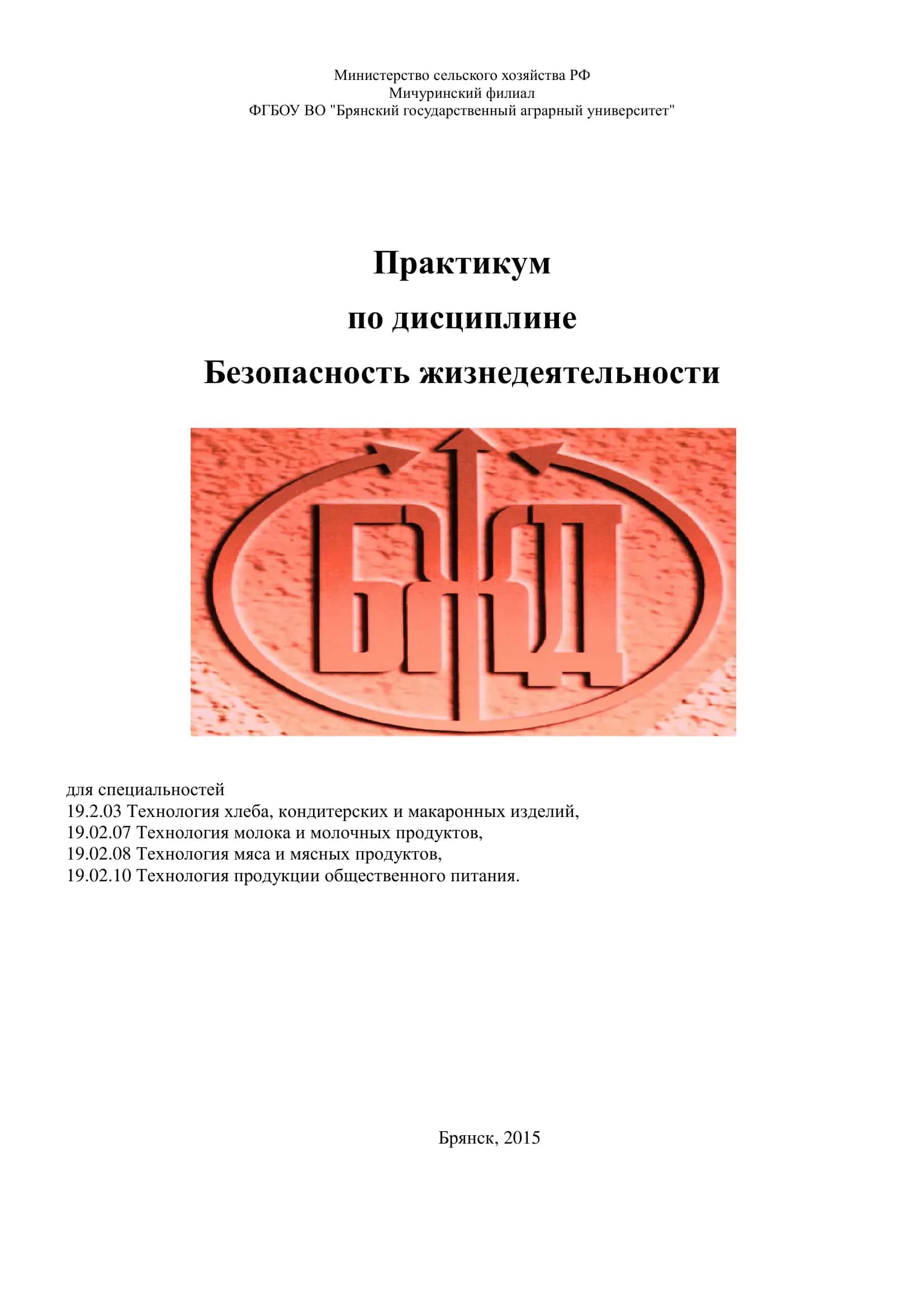 Практикум по дисциплине Безопасность жизнедеятельности