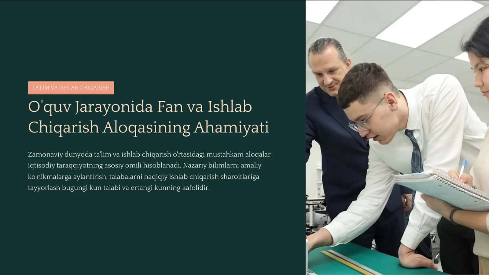TA'LIM VA ISHLAB CHIQARISH