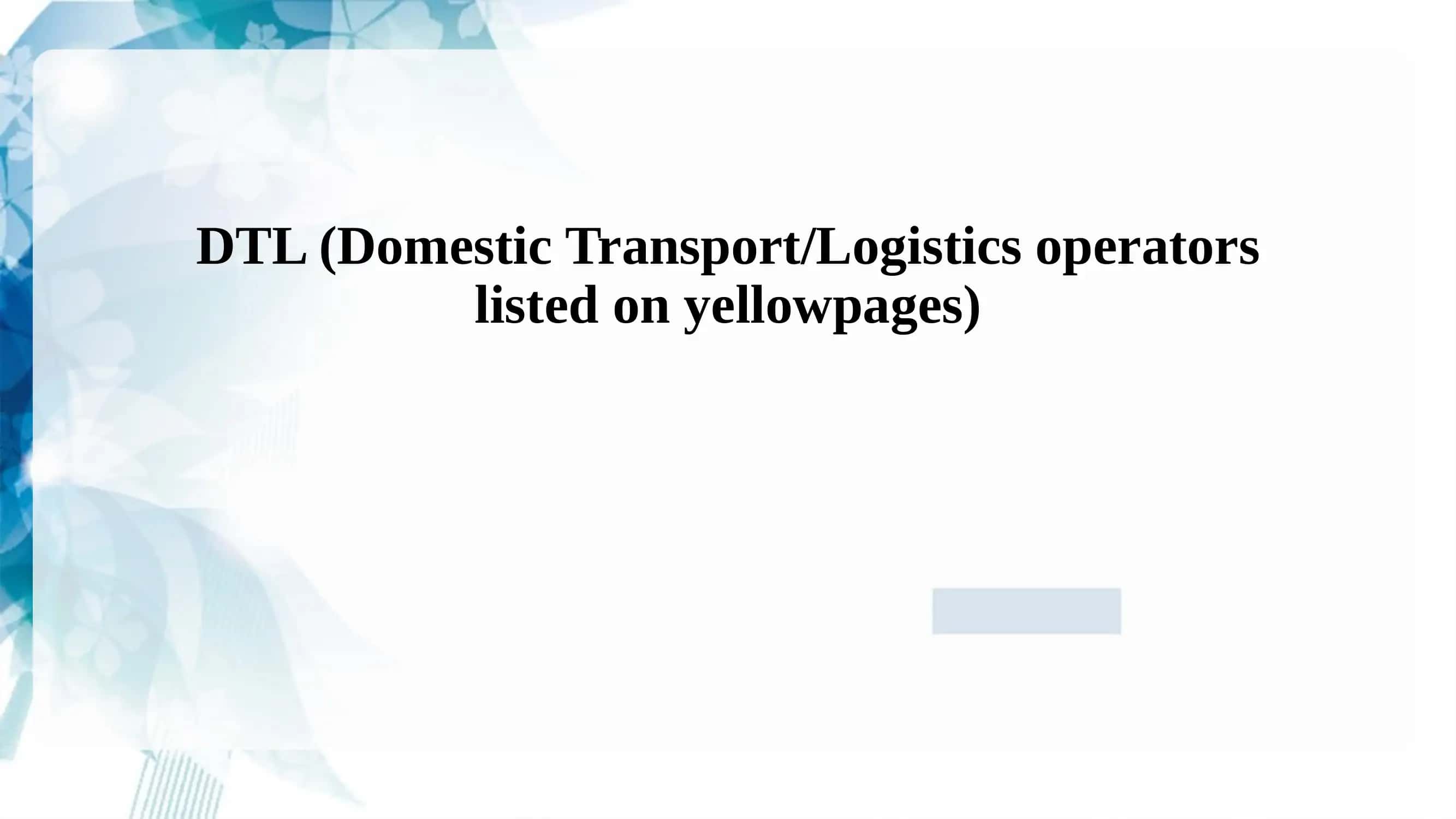 DTL Domestic Transport Logistics operators listed on yellowpages