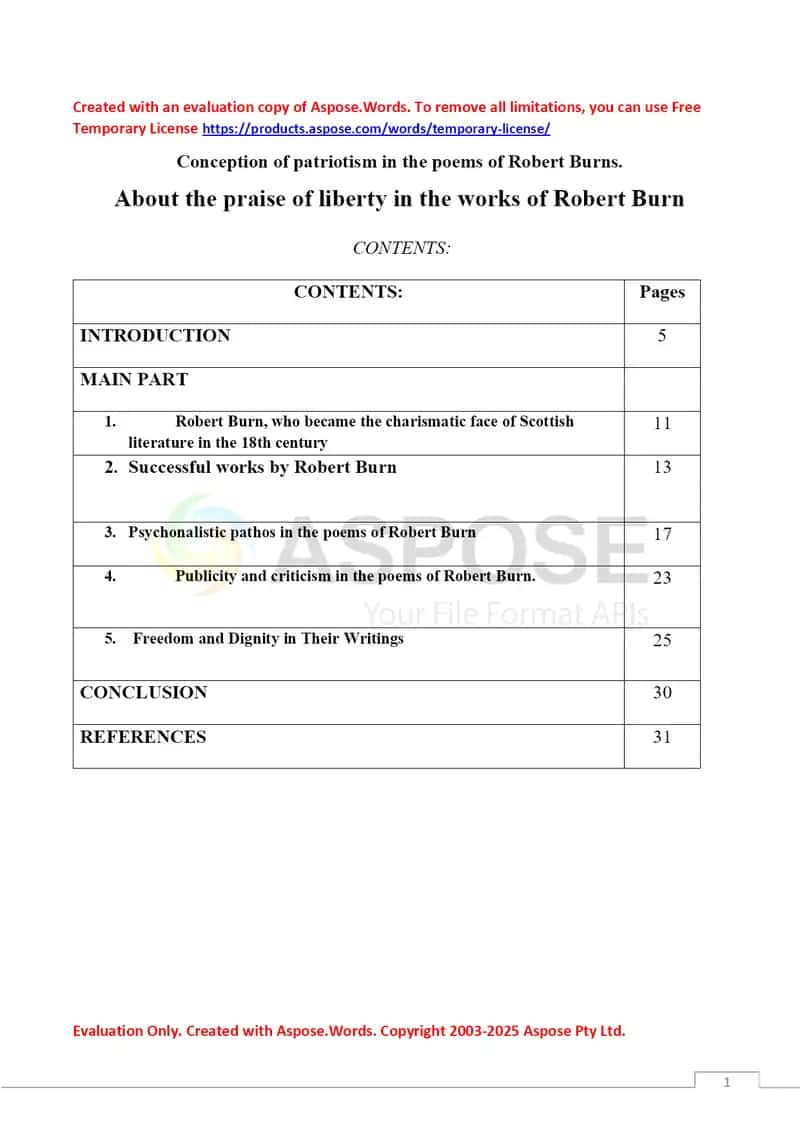 Conception of patriotism in the poems of Robert Burns
