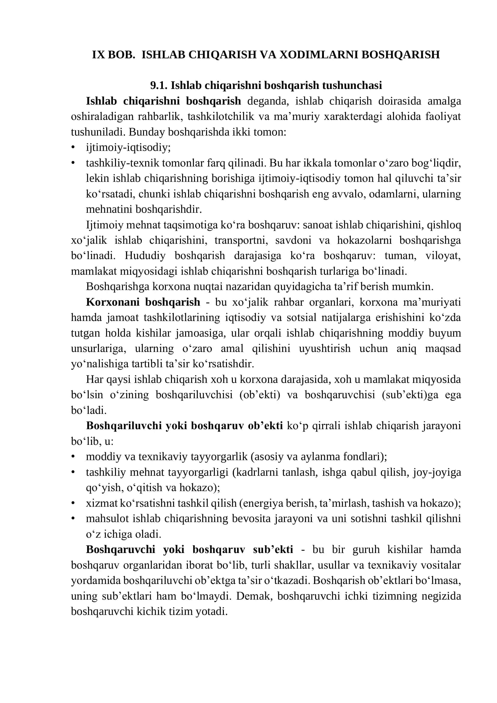 Ishlab Chiqarish va Xodimlarni Boshqarish
