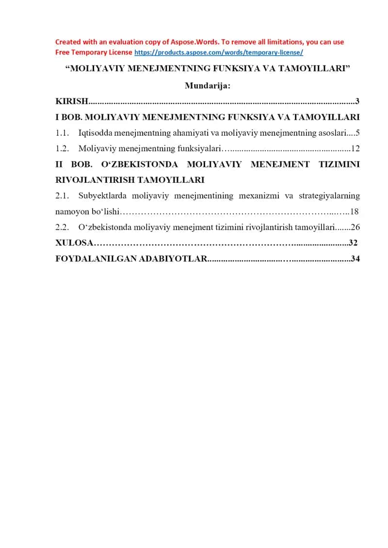 Moliyaviy menejmentning funksiya va tamoyillari