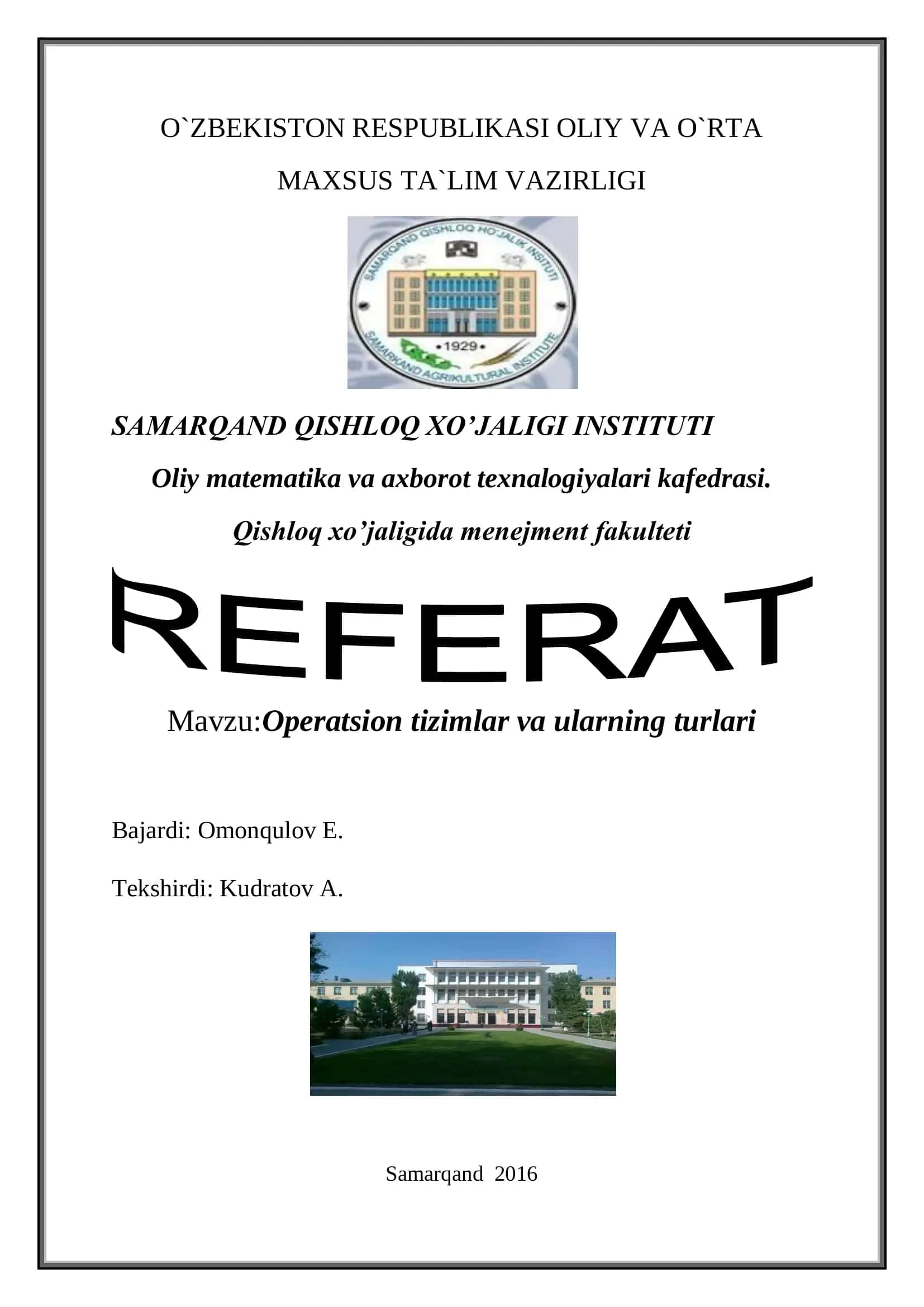 Operatsion tizimlar va ularning turlari