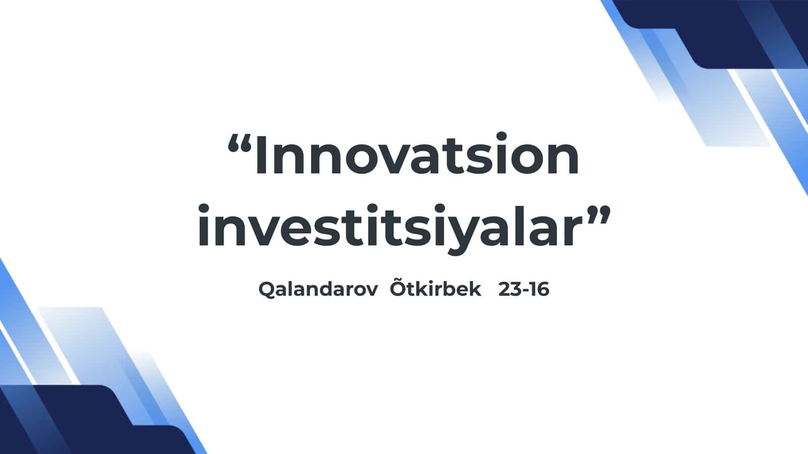 Innovatsion investitsiyalar