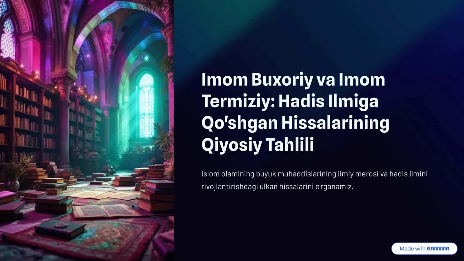 Imom Buxoriy va Imom Termiziy: Hadis Ilmiga Qo'shgan Hissalarining Qiyosiy Tahlili