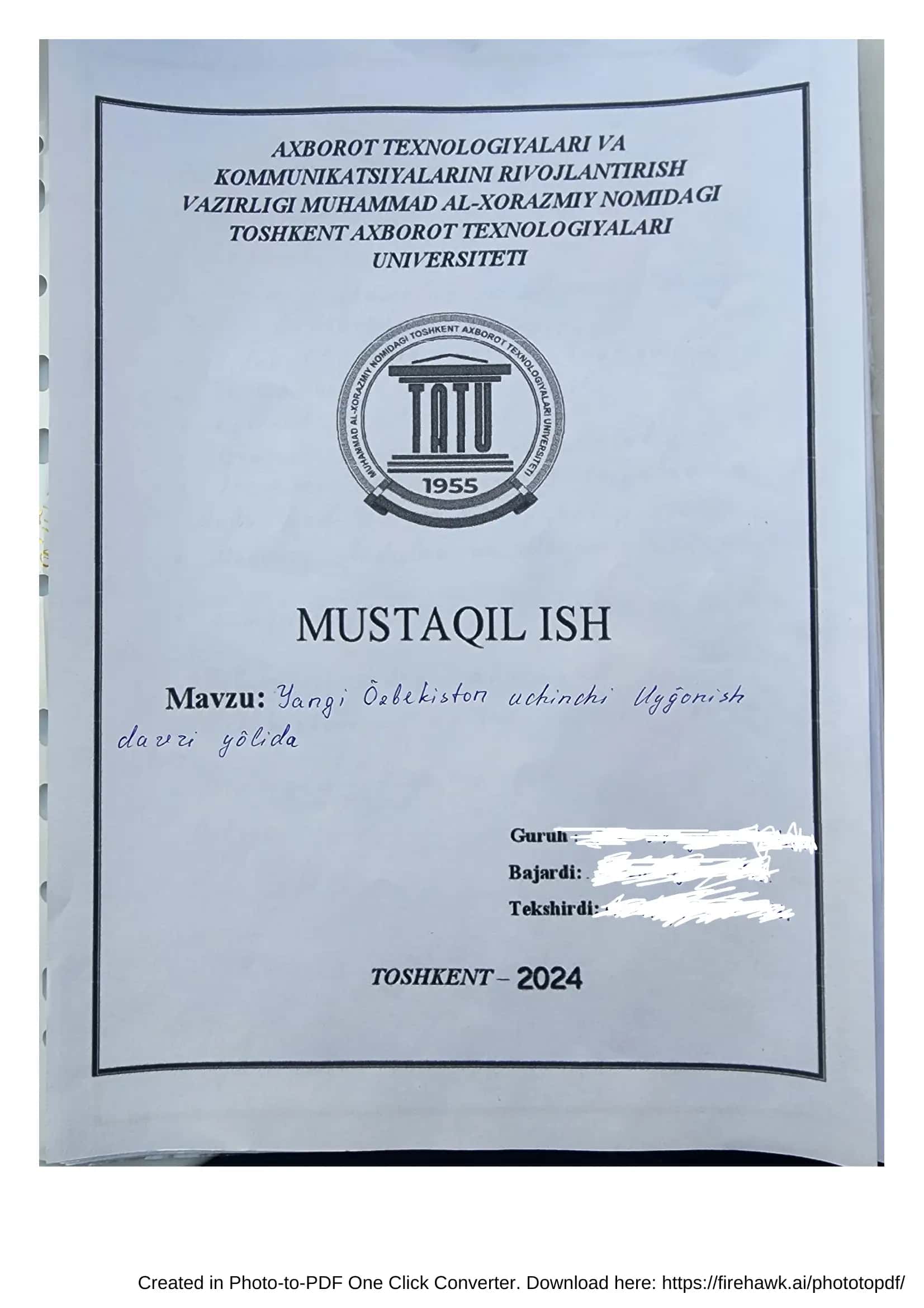 Yangi O'zbekiston uchinchi uygo'nish davri yo'lida
