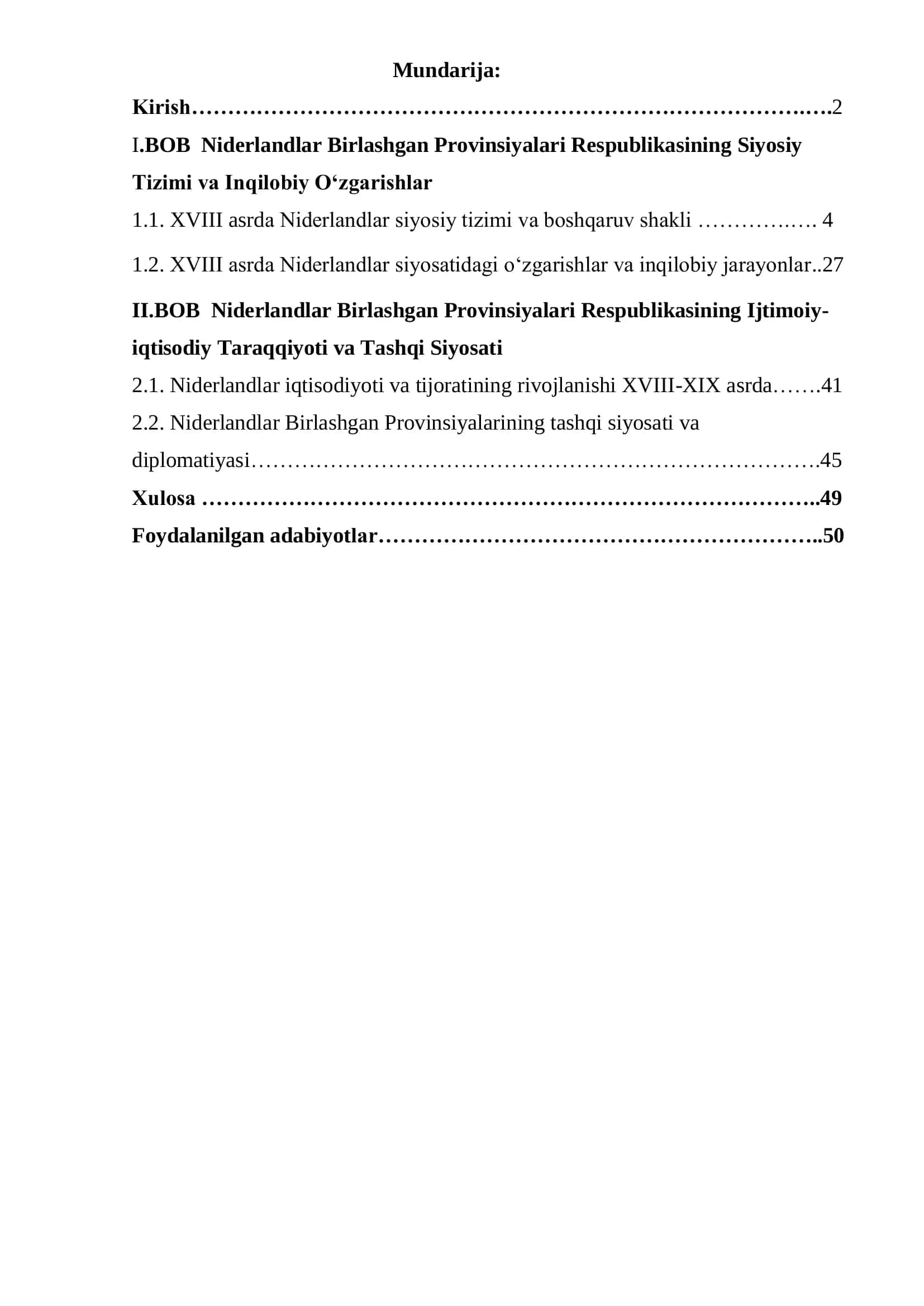Niderlandlar Birlashgan Provinsiyalari Respublikasi Siyosiy va Iqtisodiy Jarayonlari