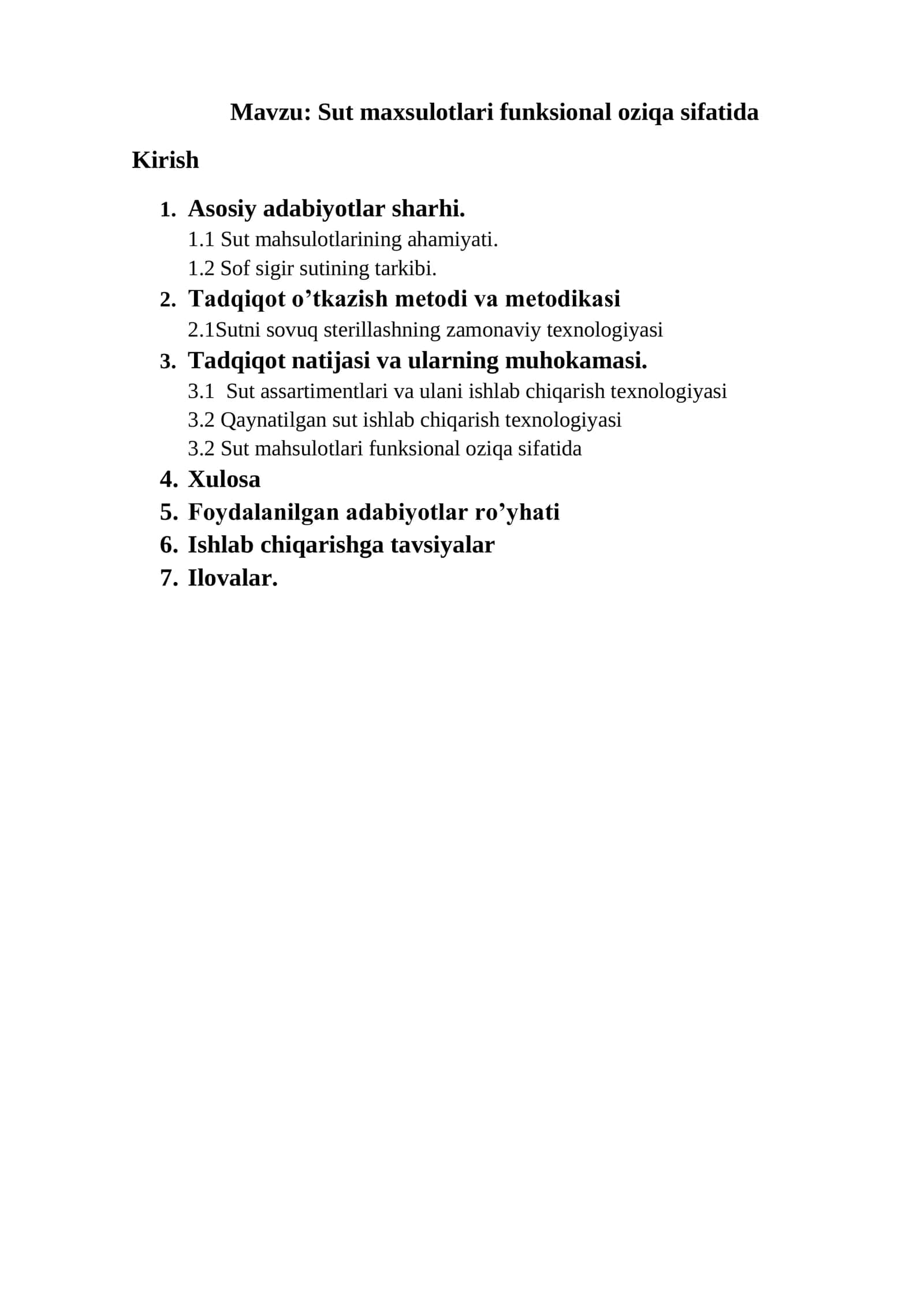 Sut maxsulotlari funksional oziqa sifatida