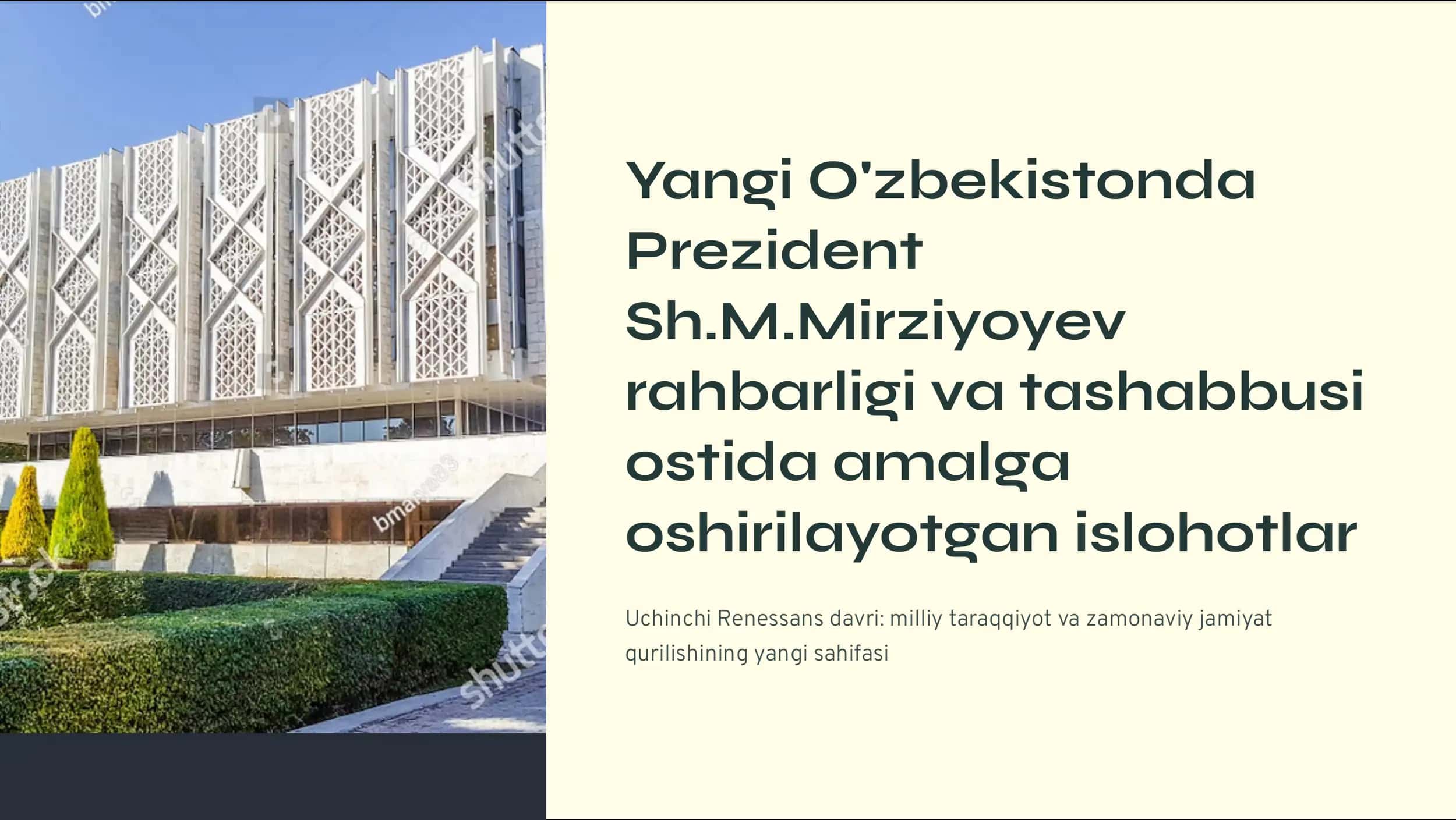 Uchinchi Renessans davri: milliy taraqqiyot va zamonaviy jamiyat qurilishining yangi sahifasi