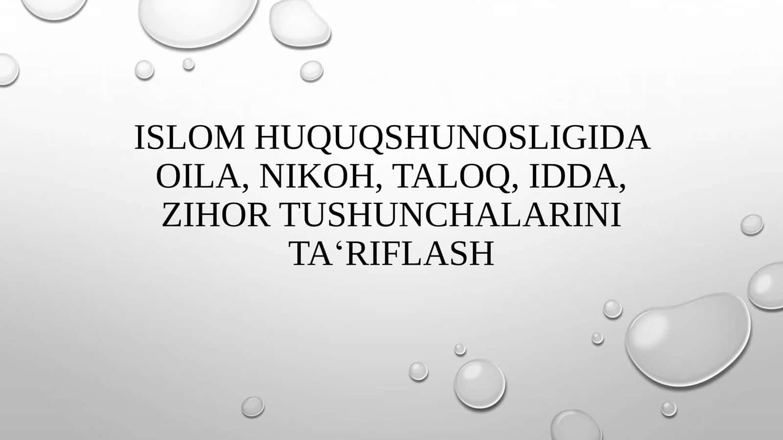 ISLOM HUQUQSHUNOSLIGIDA