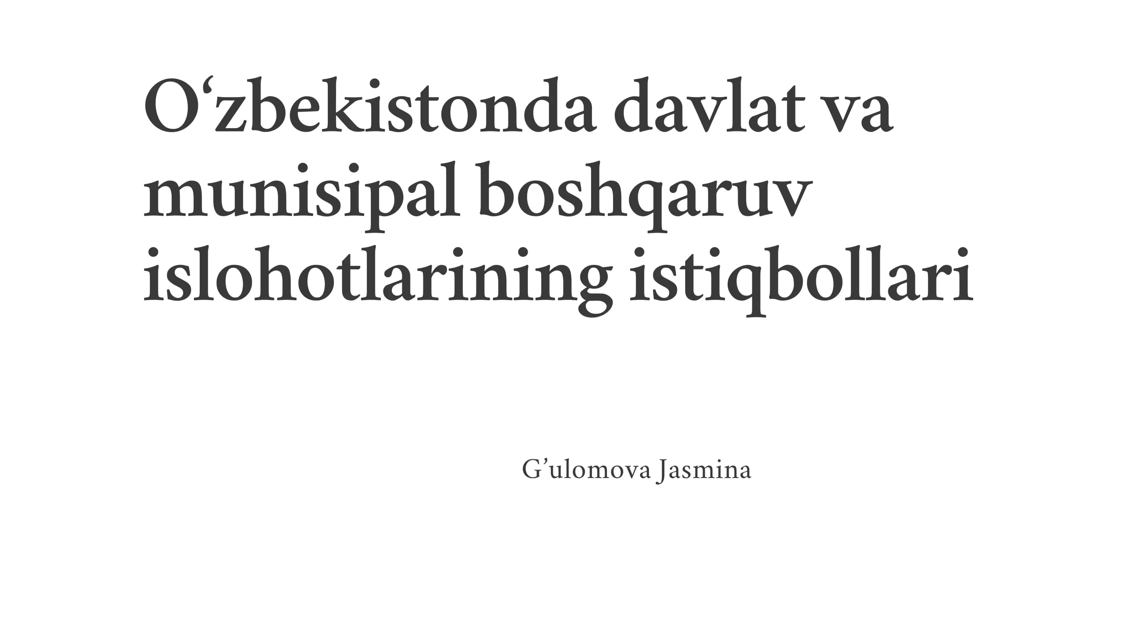 Davlat va munisipal boshqaruv islohotlari