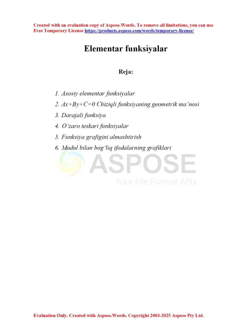 Elementar funksiyalar