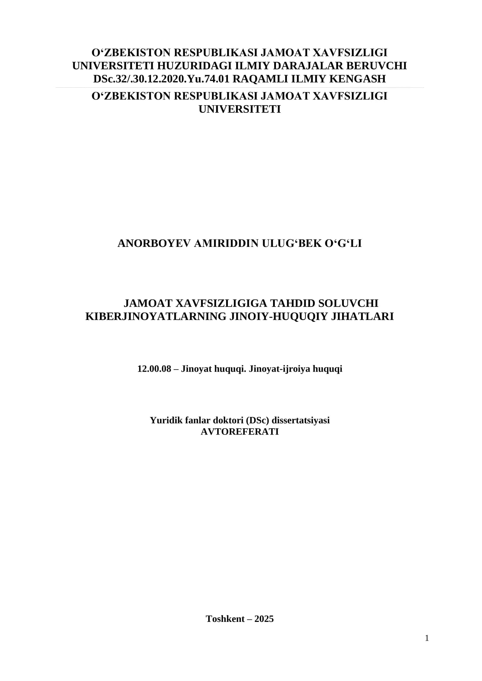KIBERJINOYATLARNING JINOIY-HUQUQIY JIHATLARI