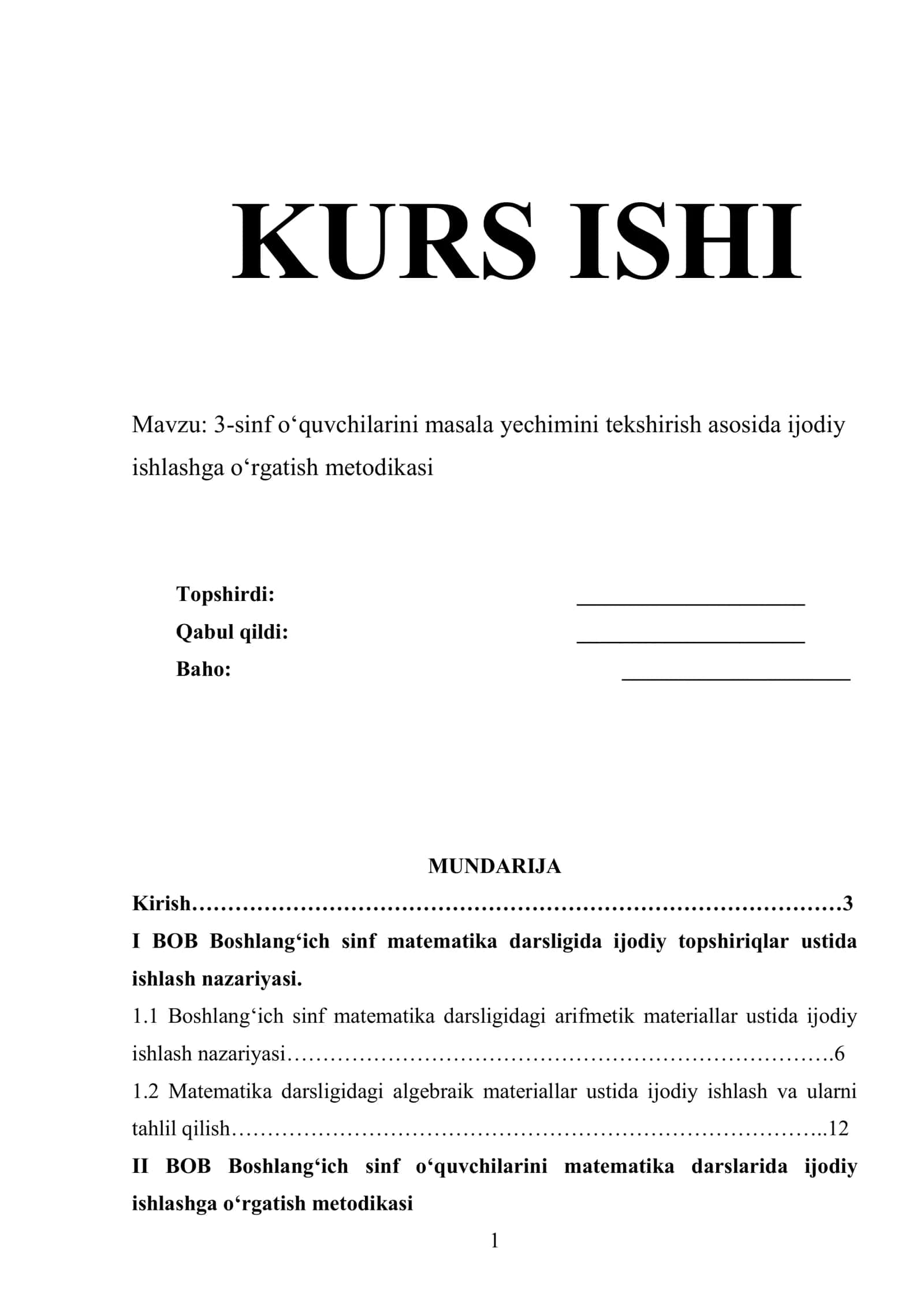 3-sinf o‘quvchilarini matematika darslarida ijodiy ishlashga o‘rgatish metodikasi
