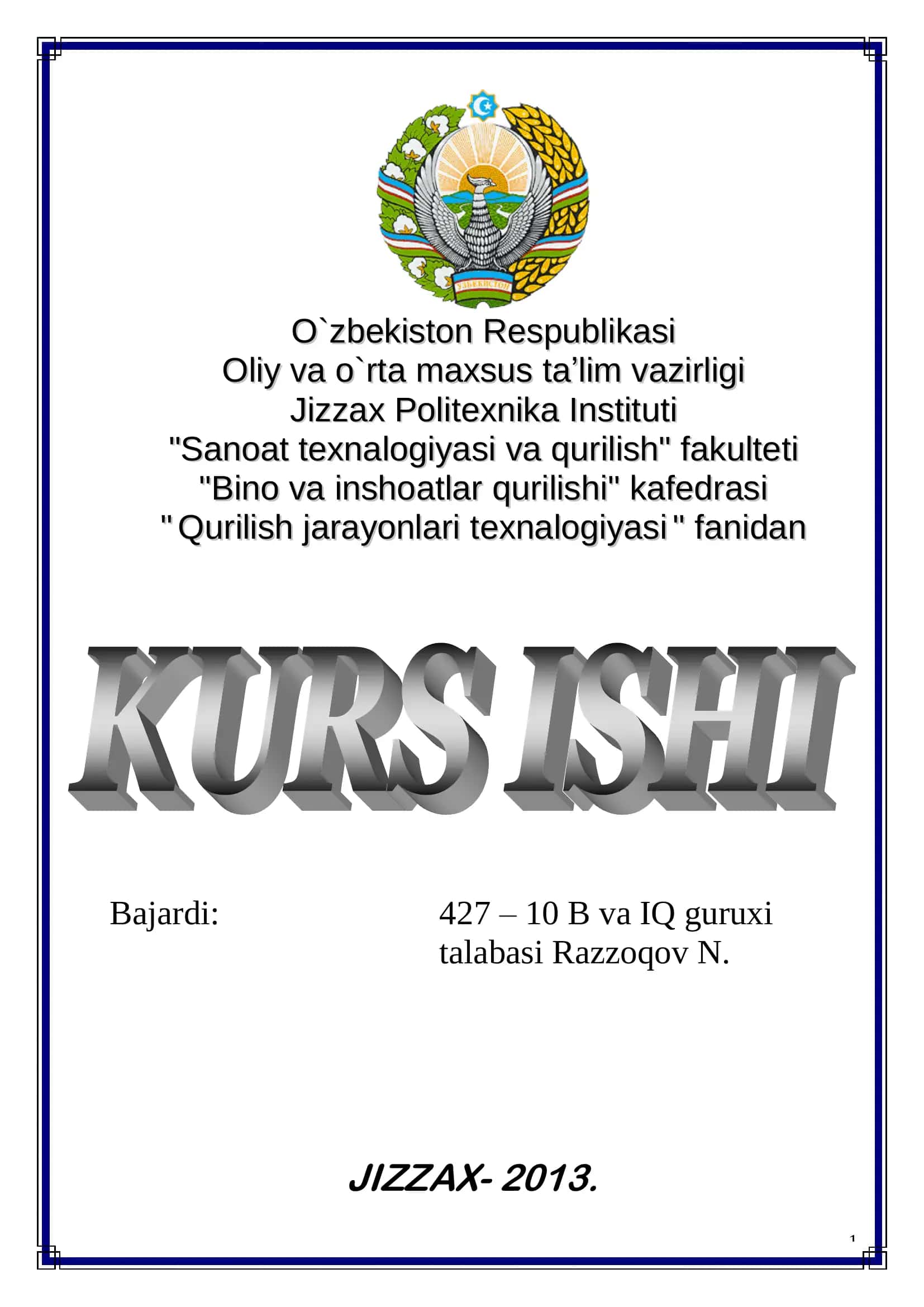 BIR CHO`MICHLI EKSKAVATOLRLARDA KATLOVAN QAZISH TEXNOLOGIYASI