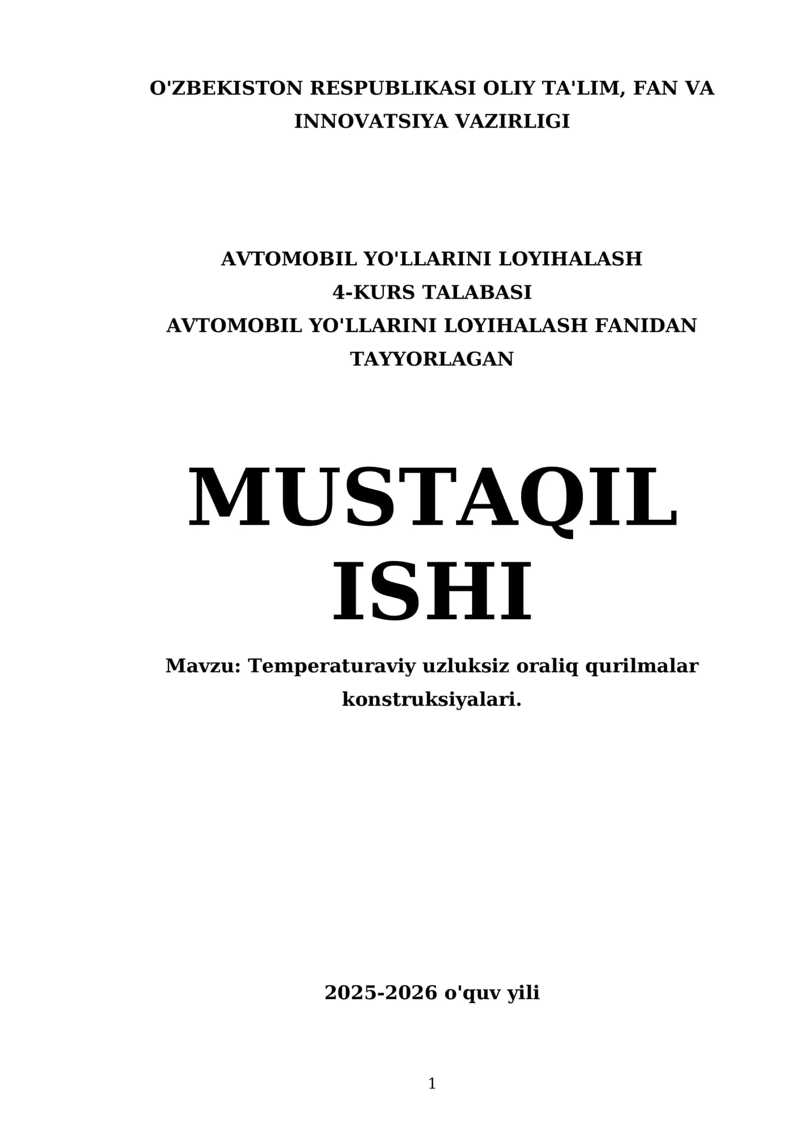 Temperaturaviy uzluksiz oraliq qurilmalar konstruksiyalari