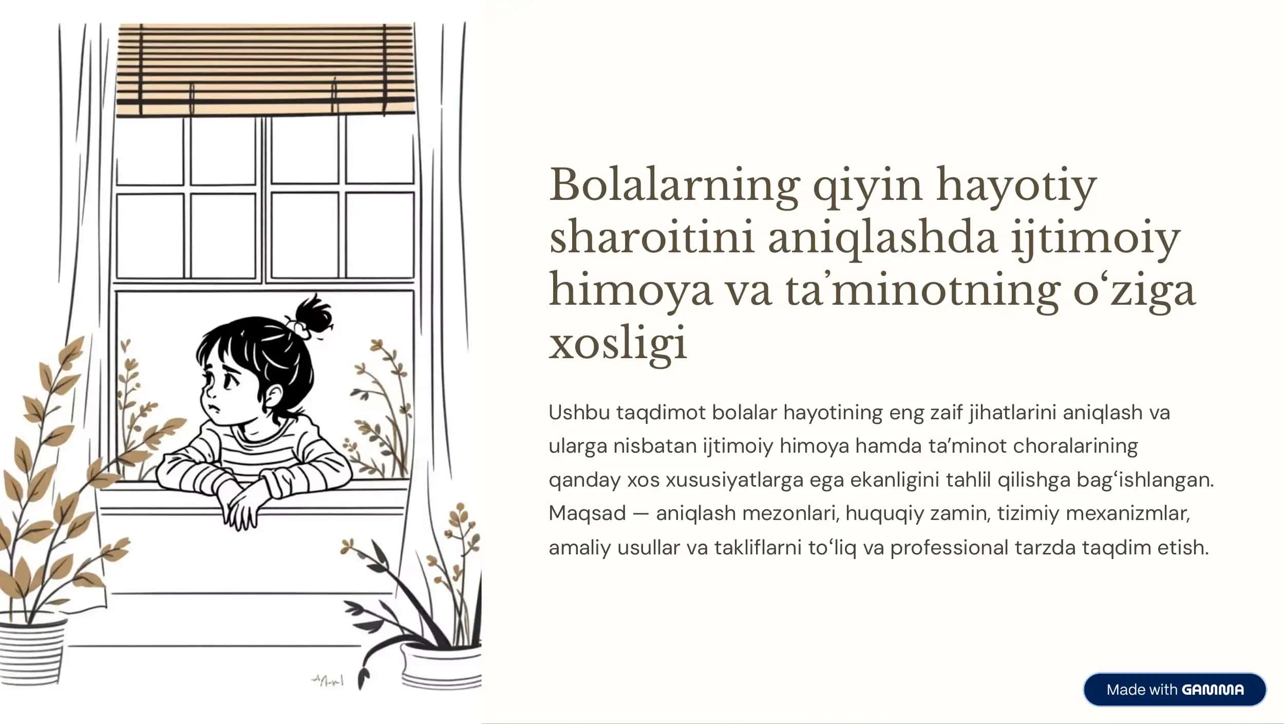 Bolalarning qiyin hayotiy sharoitini aniqlash