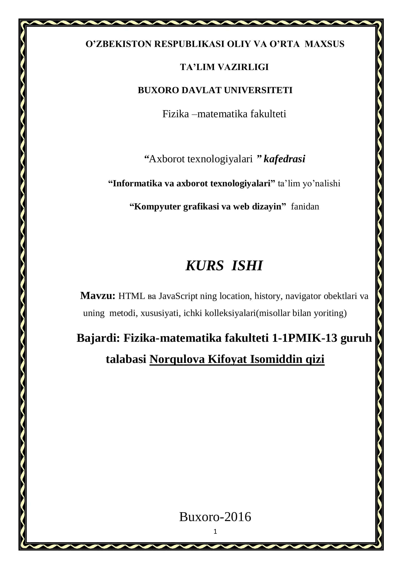 KOMPYUTER GRAFIKASI VA WEB DIZAYIN