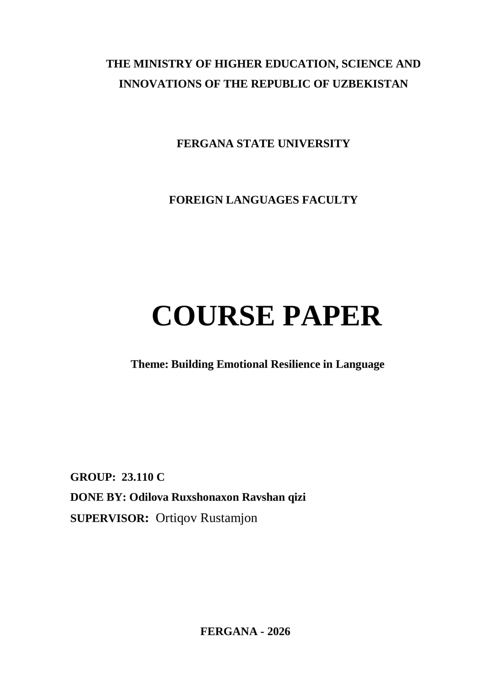 Course Paper: Building Emotional Resilience in Language