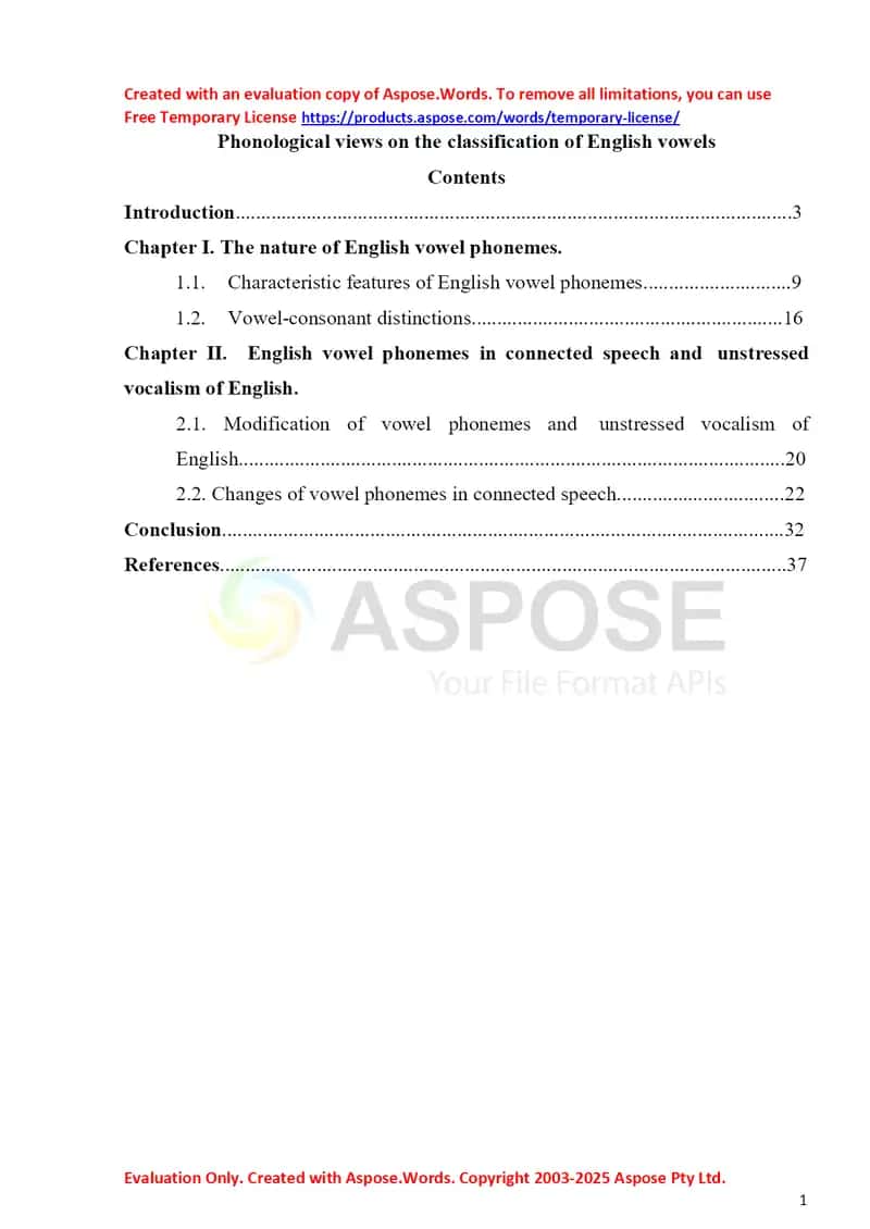The classification of English vowels