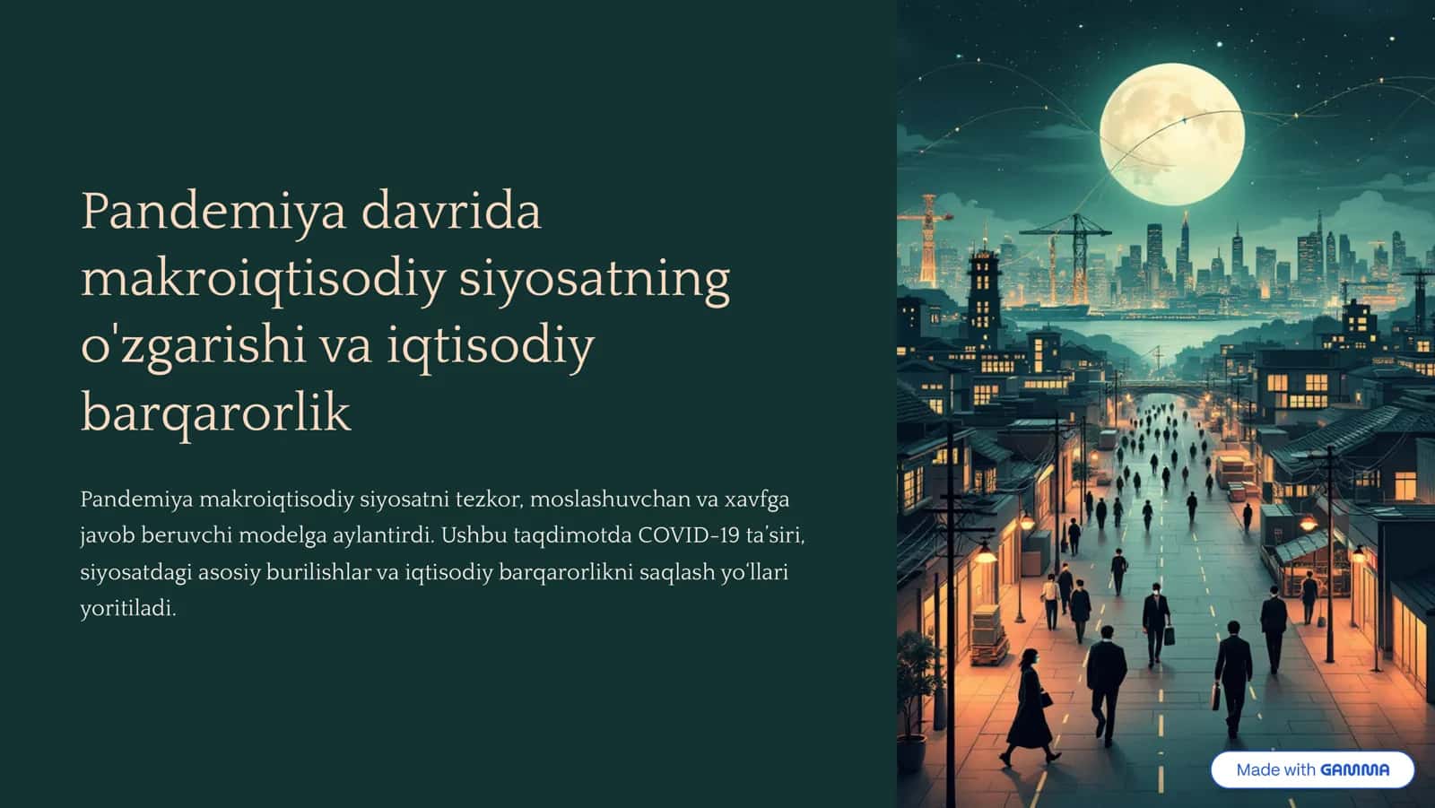 Pandemiya davrida makroiqtisodiy siyosatning o'zgarishi va iqtisodiy barqarorlik