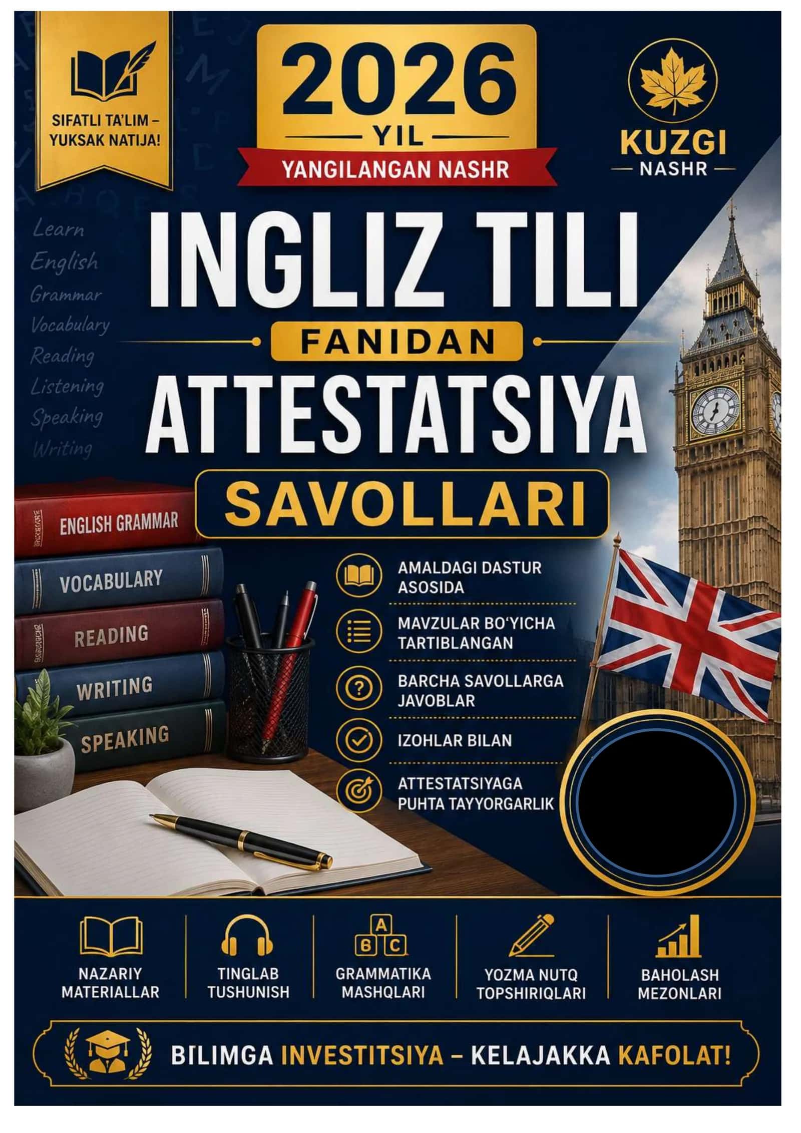 INGLIZ TILI ATTESTASIYA SAVOLLAR JAVOBI 2026 YIL KUZGI