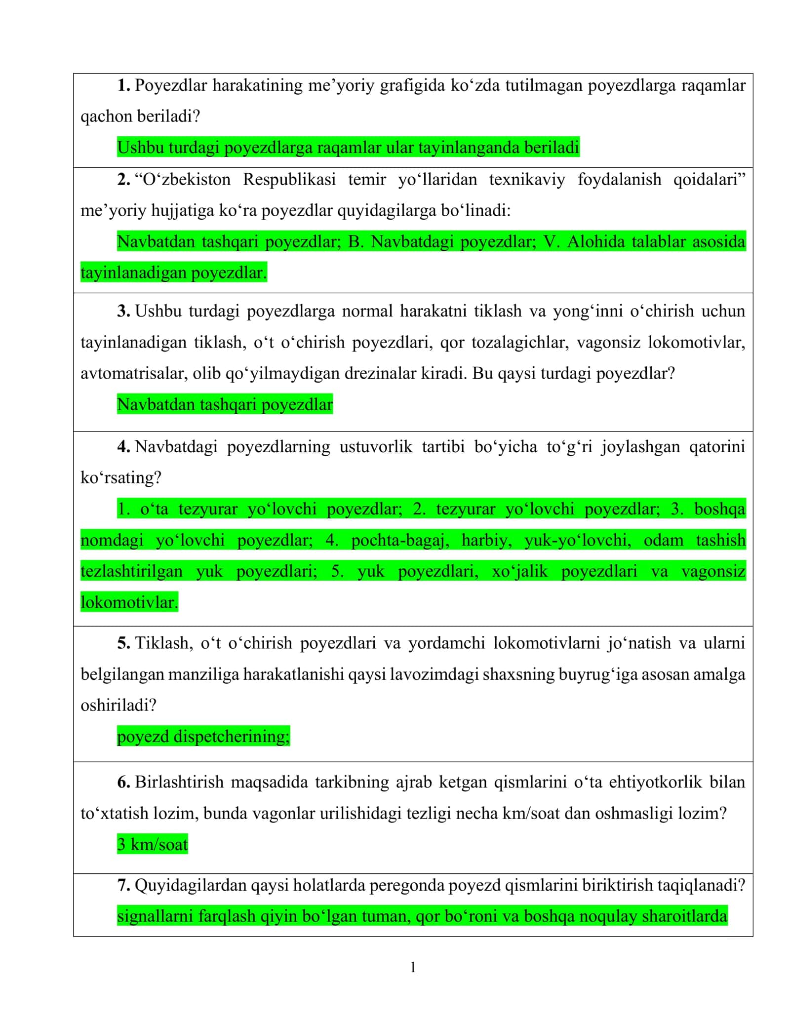 O‘zbekiston Respublikasi temir yo‘llaridan texnikaviy foydalanish qoidalari