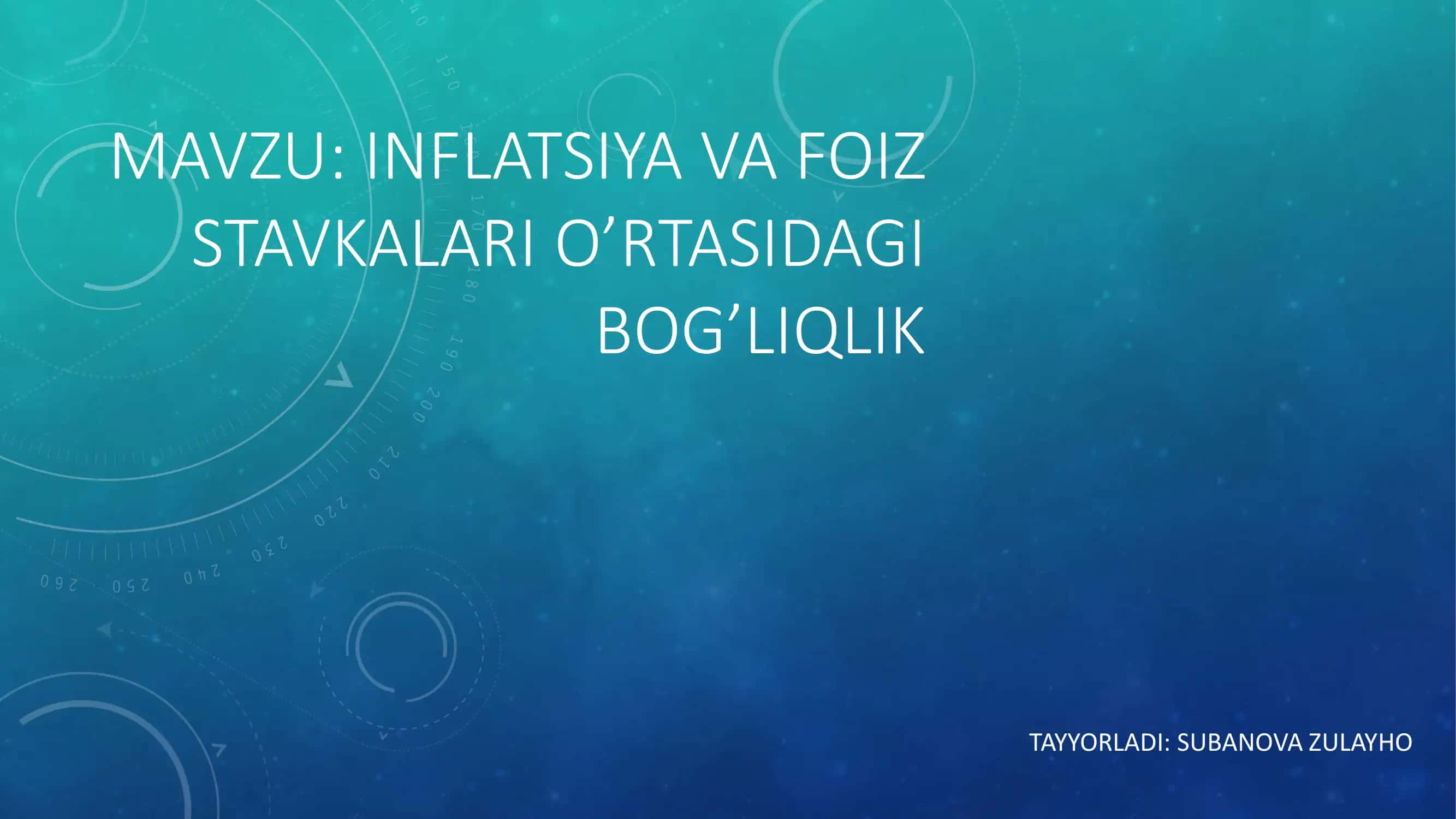 INFLATSIYA VA FOIZ STAVKALARI O’RTASIDAGI BOG’LIQLIK