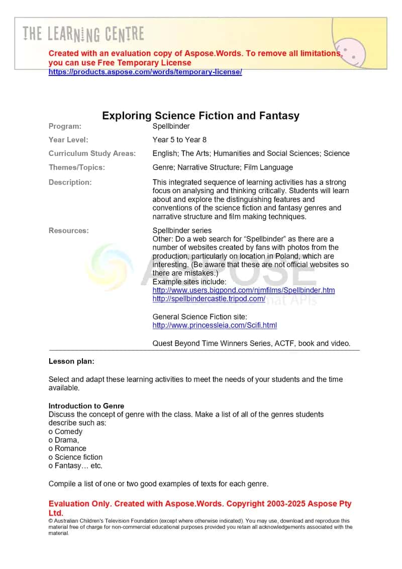 Exploring Science Fiction and Fantasy