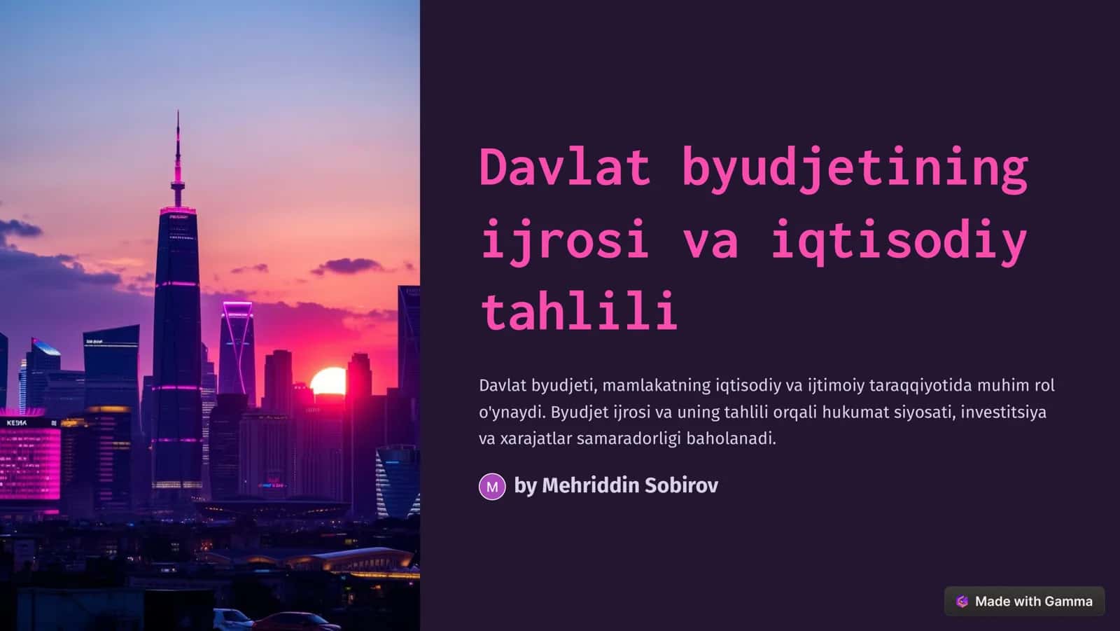 Davlat byudjetining  ijrosi va iqtisodiy  tahlili