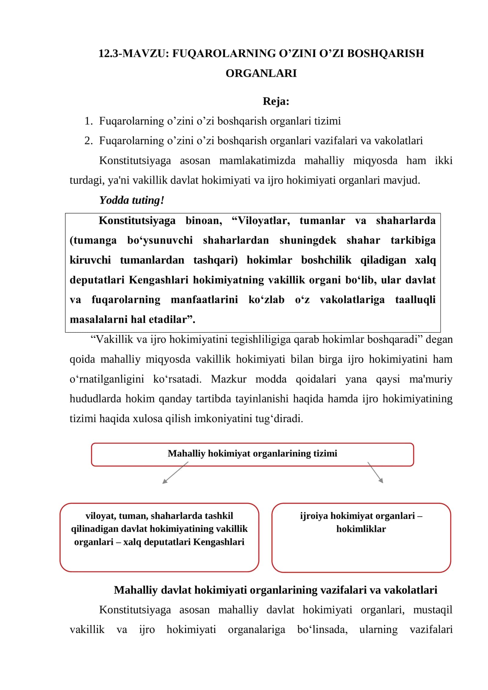 FUQAROLARNING O’ZINI O’ZI BOSHQARISH ORGANLARI