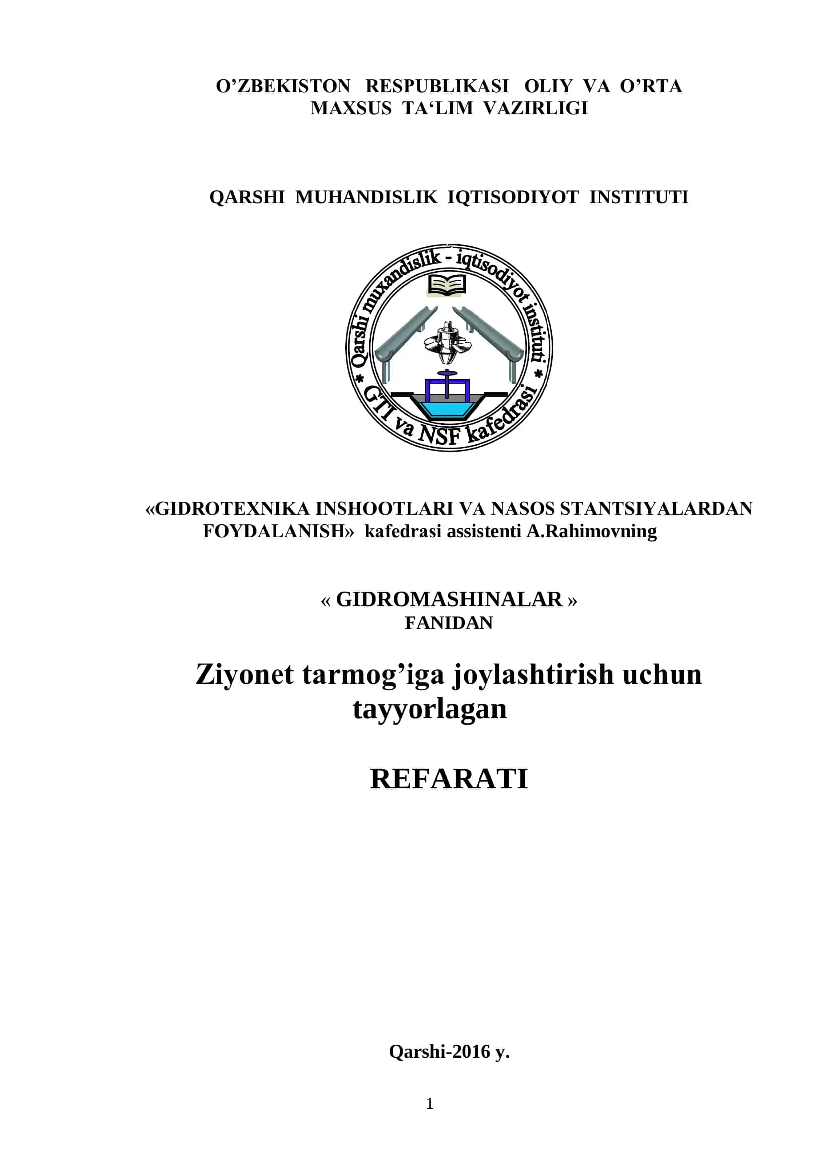 GIDROMASHINALAR