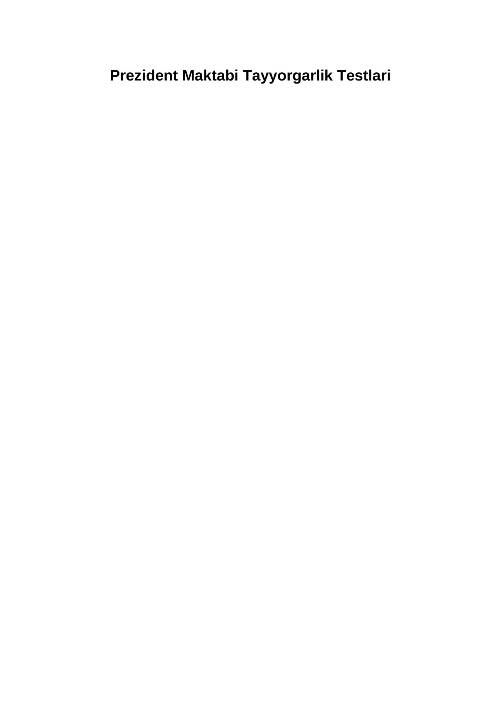 Prezident Maktabi Tayyorgarlik Testlari