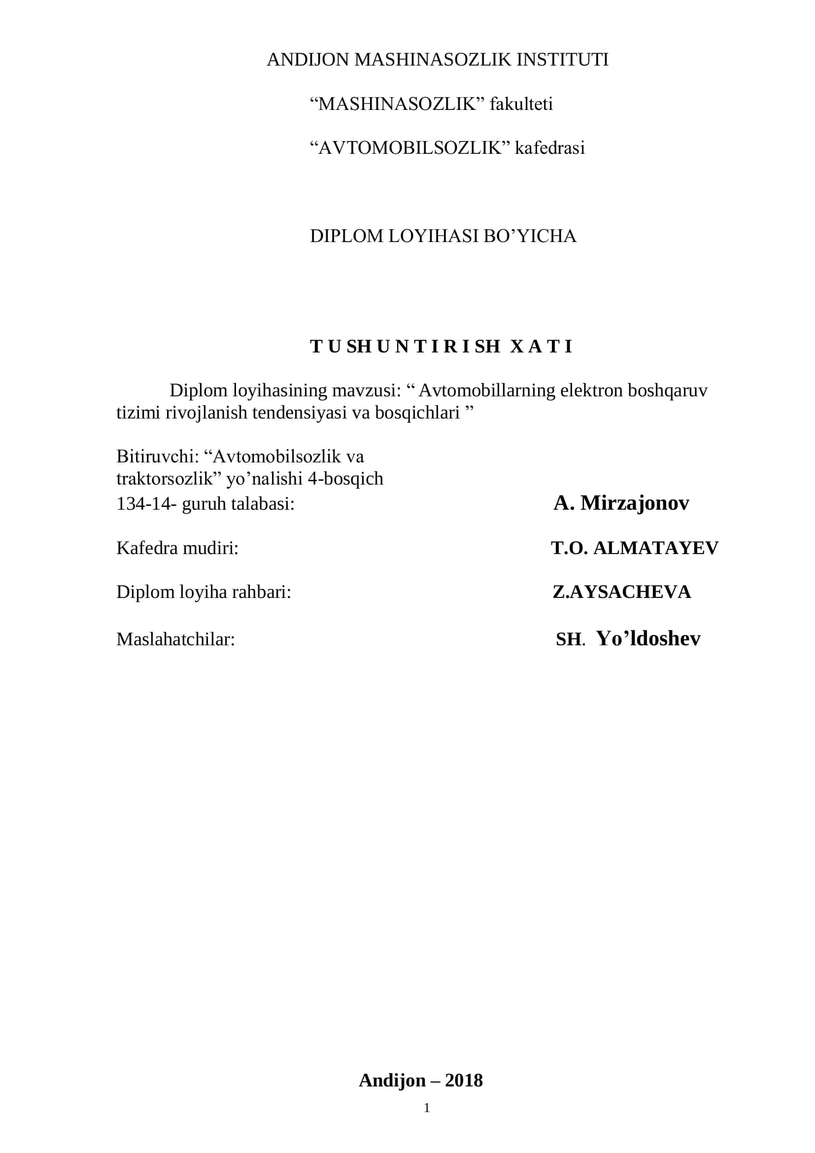 Avtomobillarning elektron boshqaruv tizimi rivojlanish tendensiyasi va bosqichlari