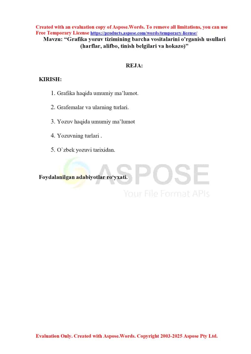 Grafika yozuv tizimining barcha vositalarini o'rganish usullari