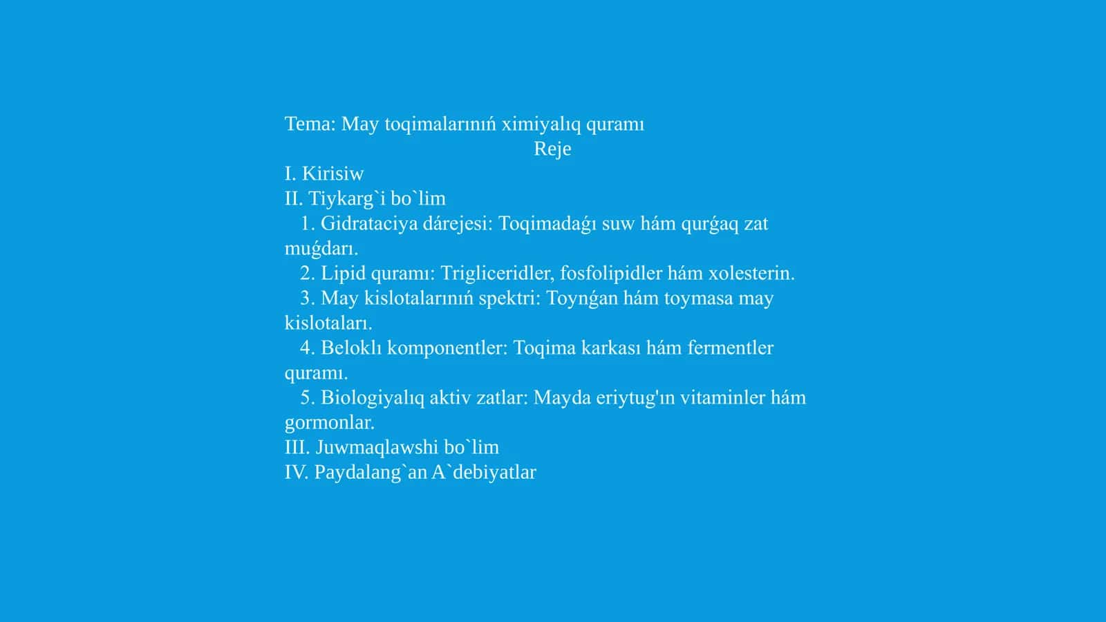 May toqimalarınıń ximiyalıq quramı
