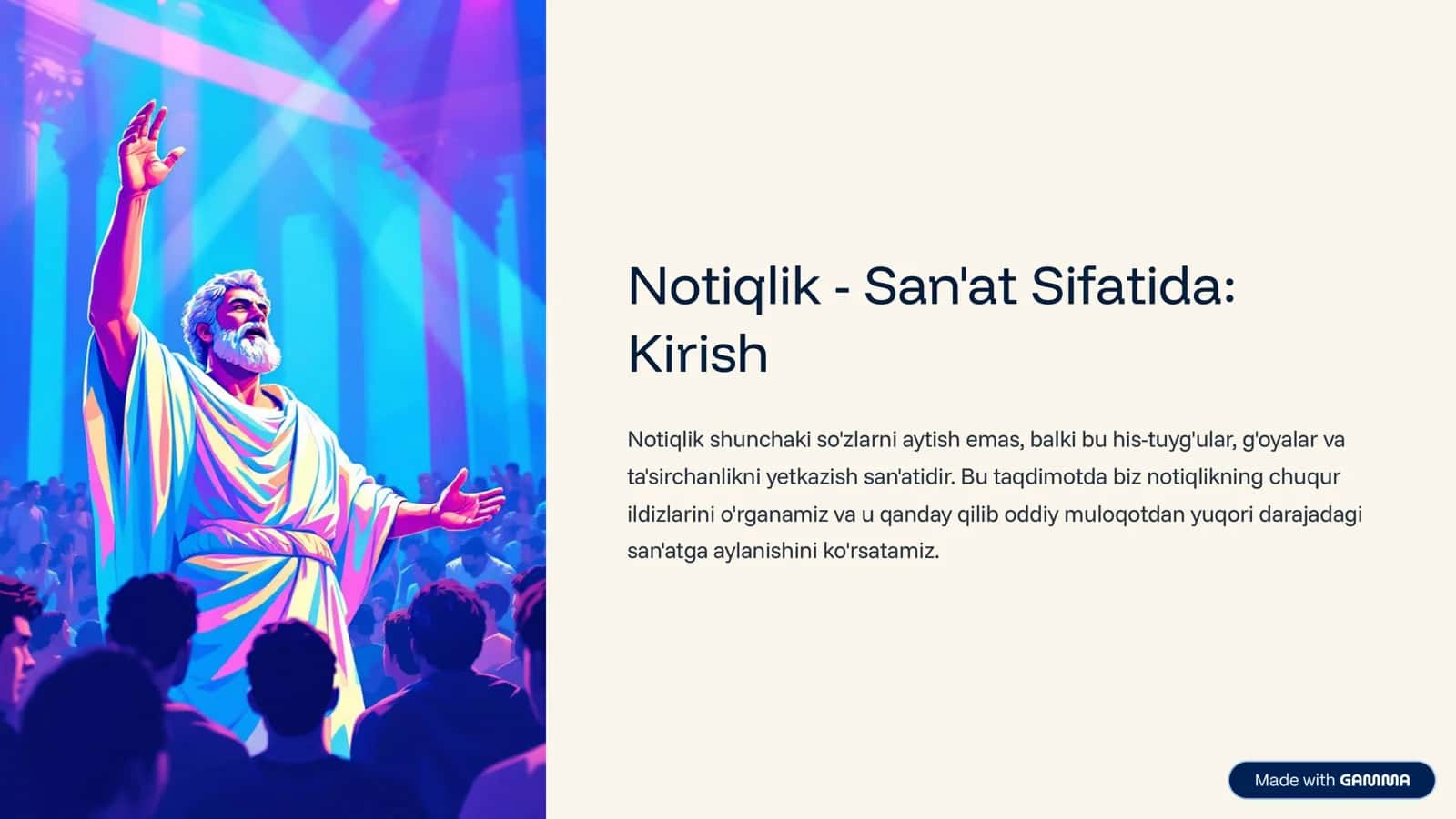 Notiqlik - San'at Sifatida