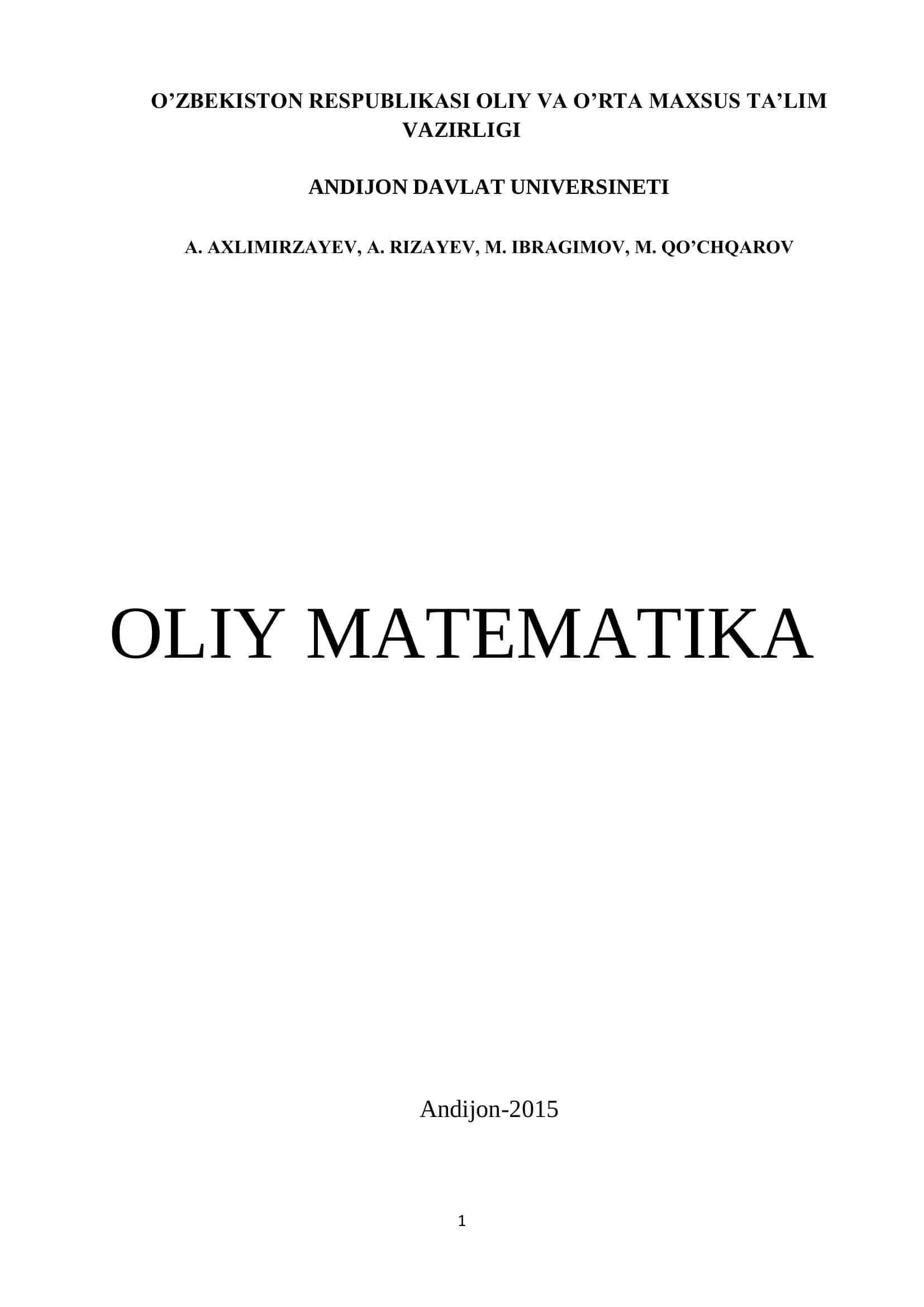 OLIY MATEMATIKA